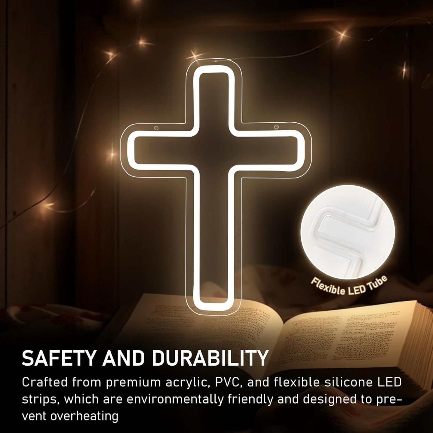Cross Neon Sign, LED Cross Neon Lights for Window Decor, Hanging Jesus Neon Light up Signs for Wall, Christening Day Church Festivals Party Home Weddings Party Meditation Easter Christmas Gift Decoration
