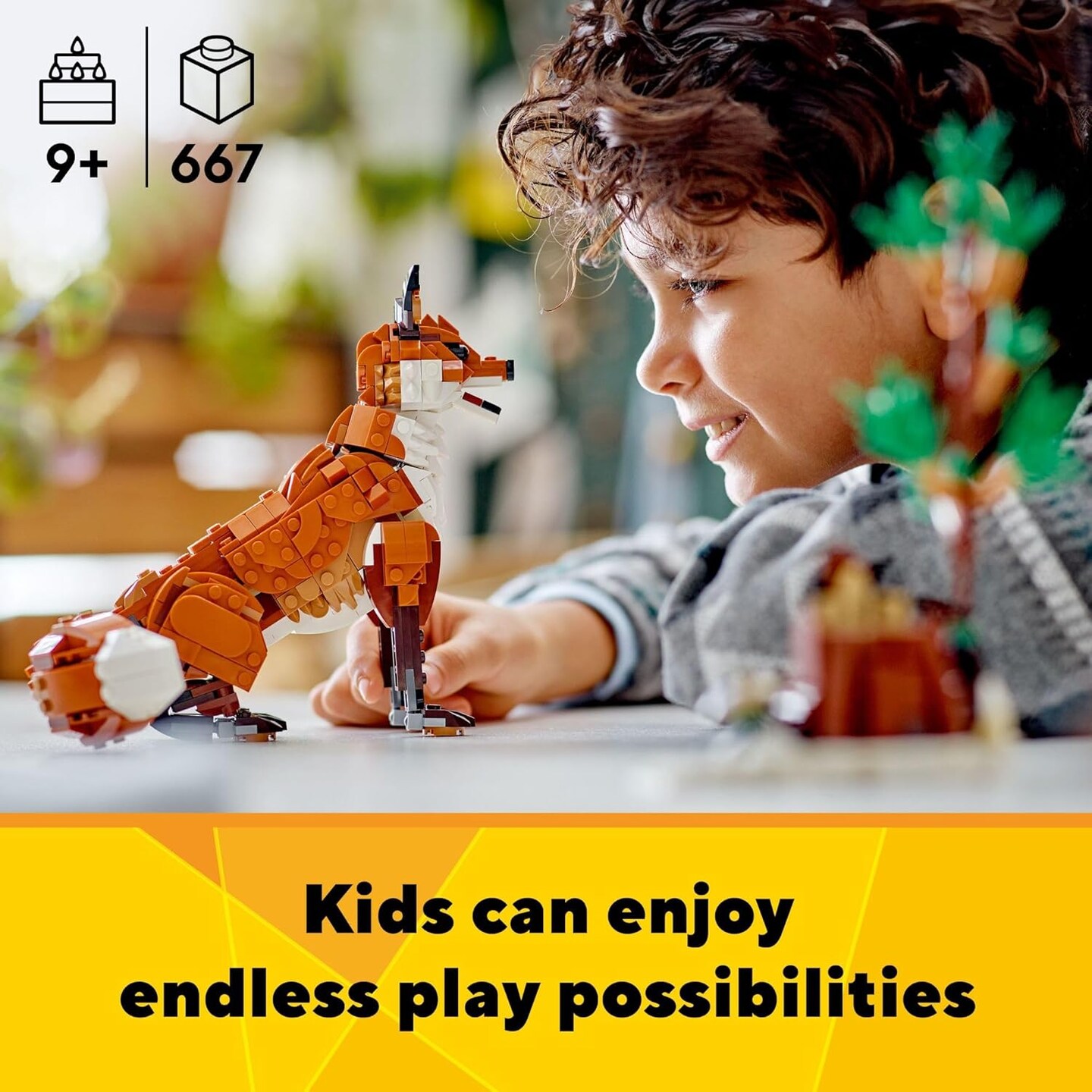 Creator 3 in 1 Forest Animals Red Fox Toys - Building Toys for Kids, Boys &#x26; Girls, Ages 9+ - Animal Figurine W/ 3 Building Options into Fox, Owl, or Squirrel - 31154