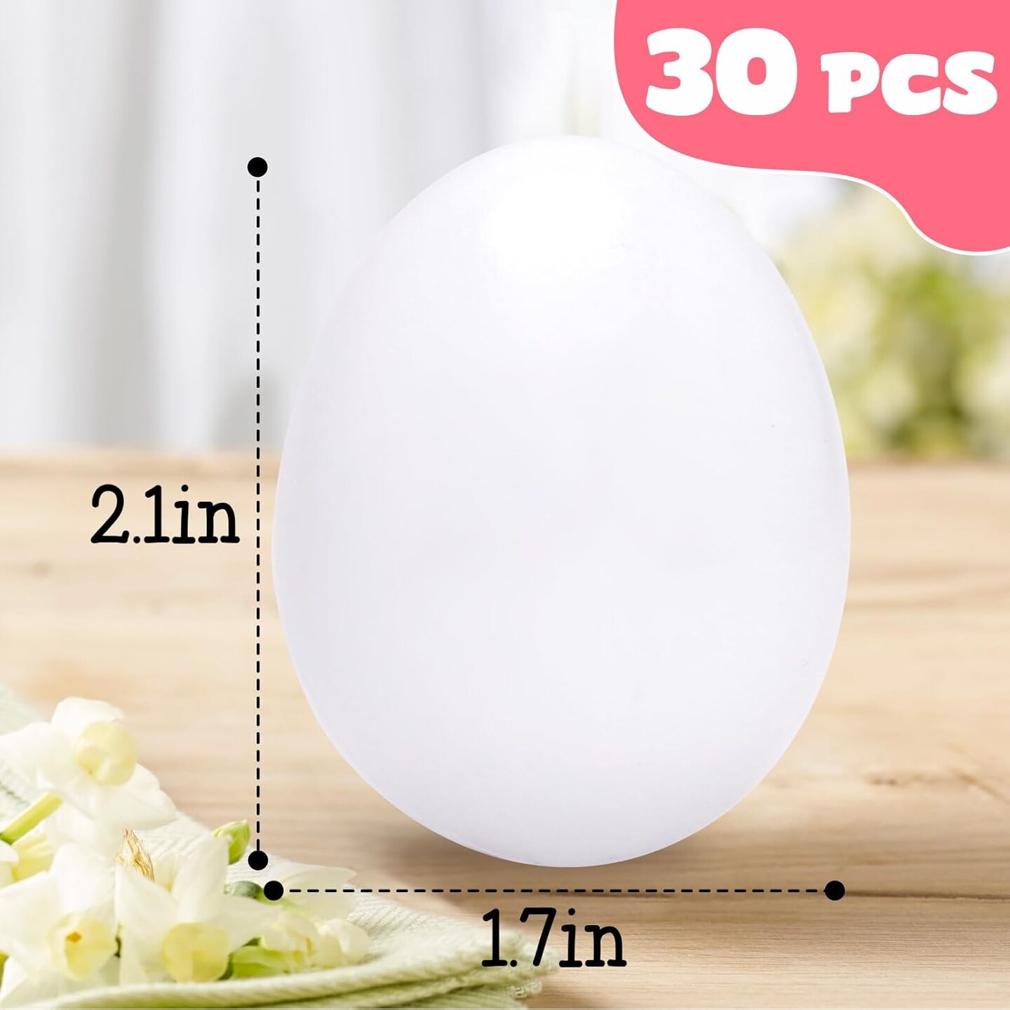 30PCS White Plastic Eggs Paintable Fake Eggs for Crafts Easter Decorations Basket Stuffers Hen Lays Eggs Pretend Play