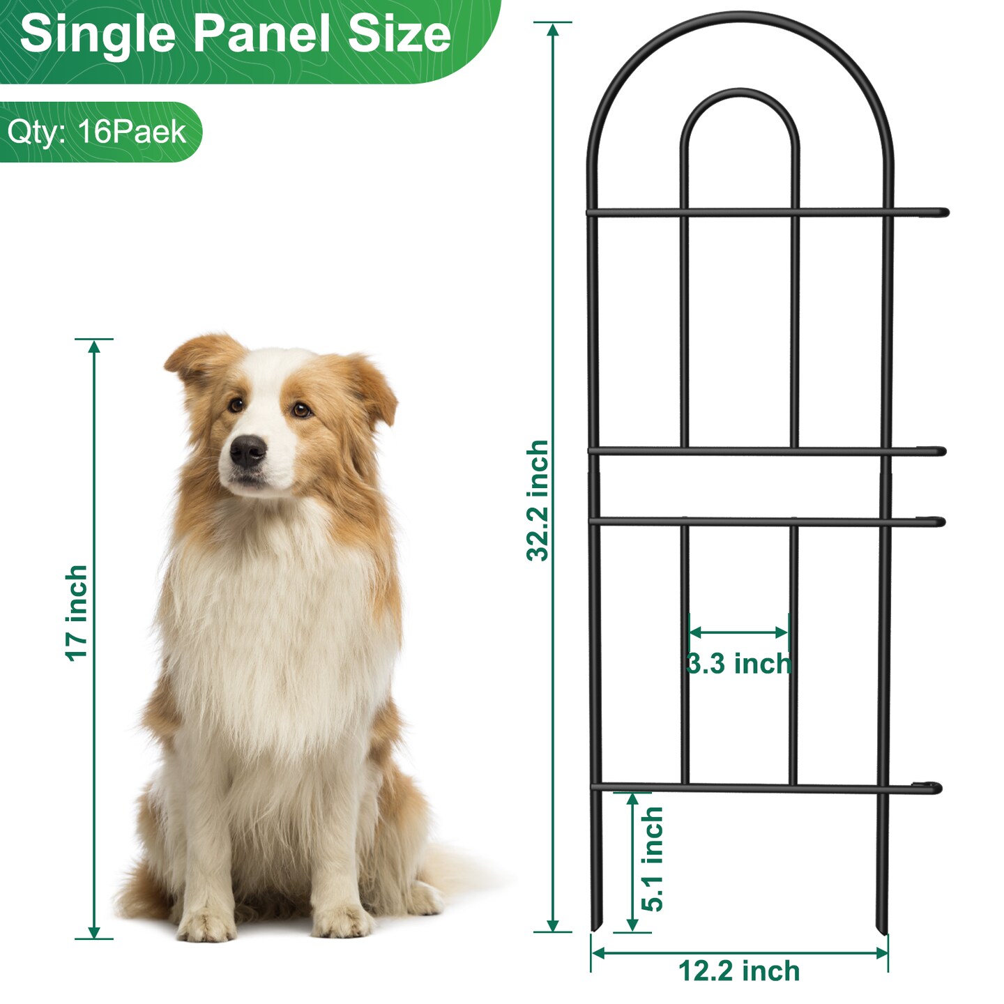 Decorative Garden Fence 10/16 Pcs, Garden Fencing Animal Barrier, RustProof Metal Wire Landscape, Flower Fences and Borders for Dog, Yard, Patio, Outdoor Decor