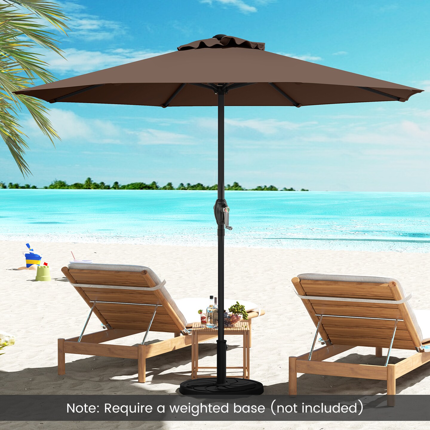 Fabric Outdoor Heavy Duty Market Umbrella with Crank Handle, 8 Sturdy Ribs, UV Protection