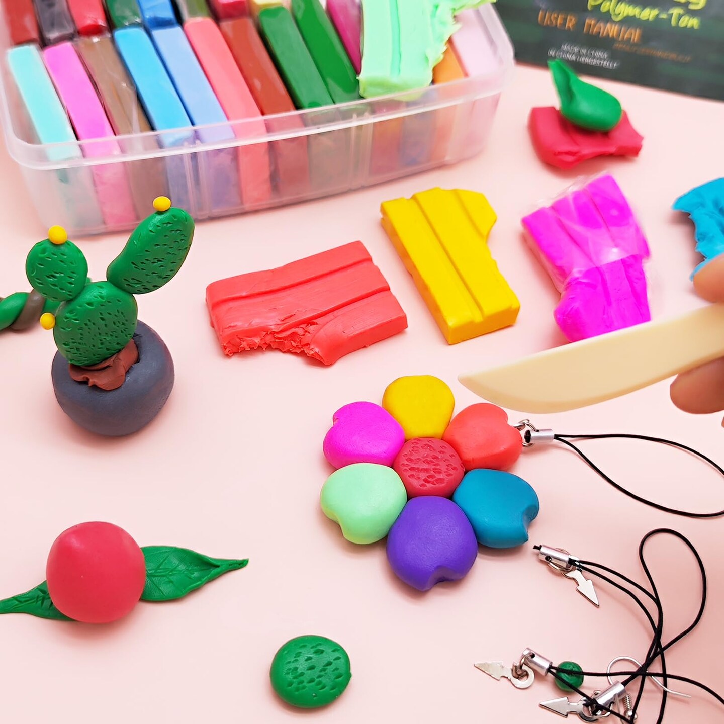 Polymer Clay, 50 Colors Modeling Clay for Kids, Christmas Earring Making Kit with Sculping Tools, Sculpey Clay Kit for Christmas Gifts