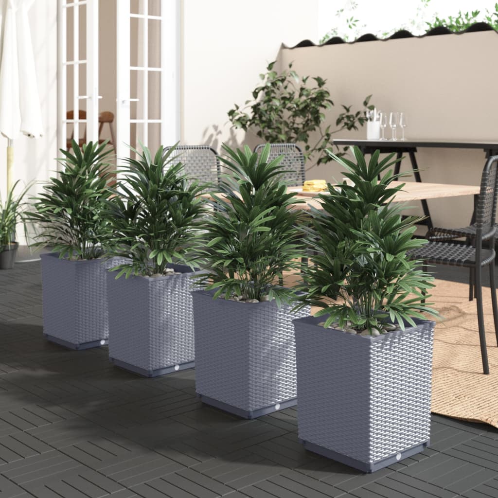 vidaXL Planters 4 pcs Dark Gray 11.8&#x22;x11.8&#x22;x14.6&#x22; Polypropylene