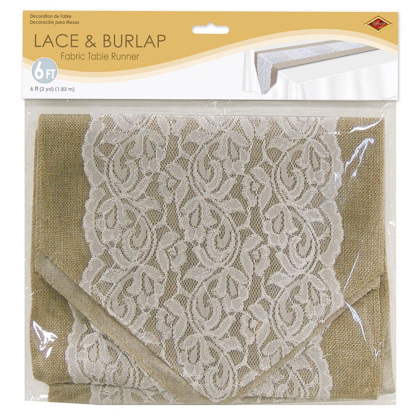 12 Pack Beistle Lace/Burlap Table Runner