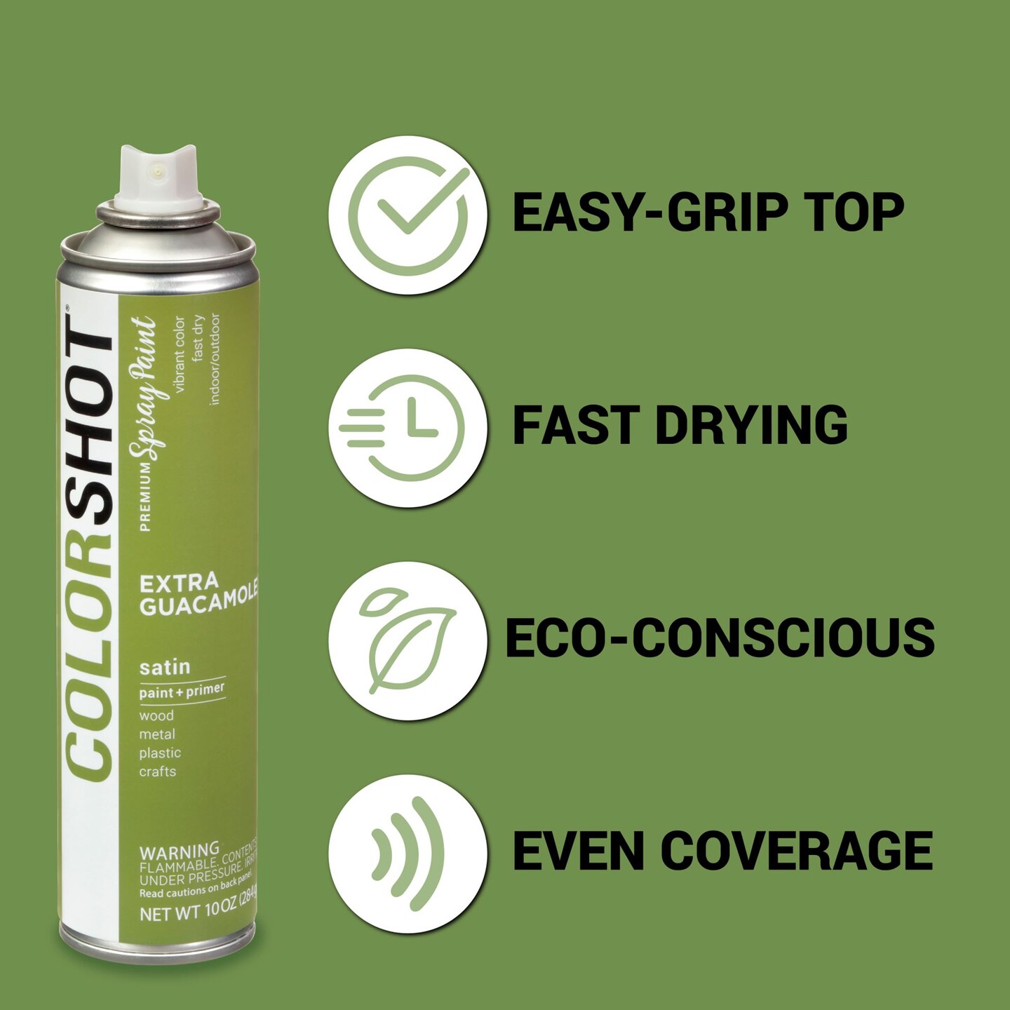 COLORSHOT Satin Spray Paint Extra Guacamole (Avocado) 10 oz. 4 Pack