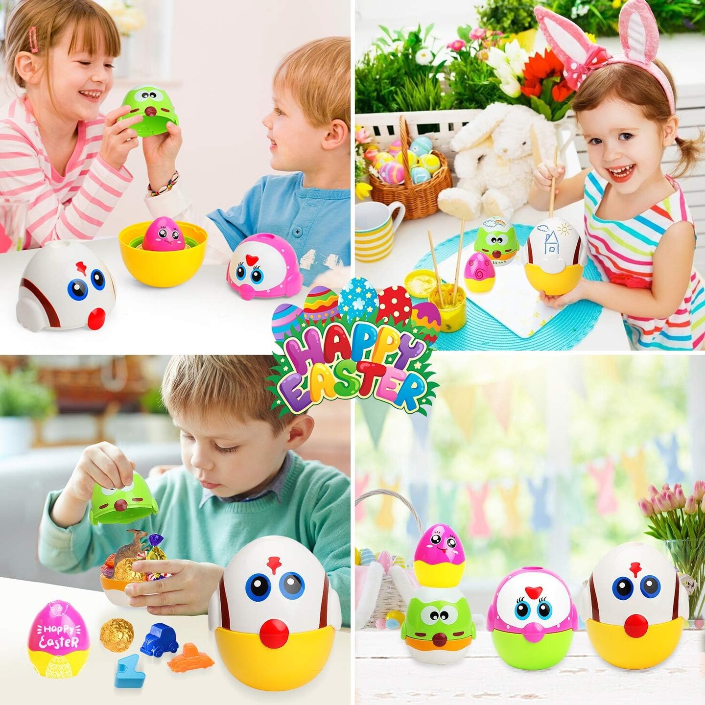 Easter Toys Gifts for 18 months, 2, 3, 4+ Yr Old Toddlers Kids, 8 Pcs Nesting &#x26; Stacking Chicks Baby Matching Toys