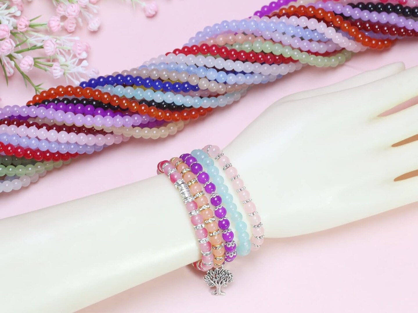 2090pcs 6mm Glass Beads Kit Set Assorted Handcrafted Round Smooth Loose Bracelet Beads Bulk for DIY Crafts &#x26; Jewelry Making