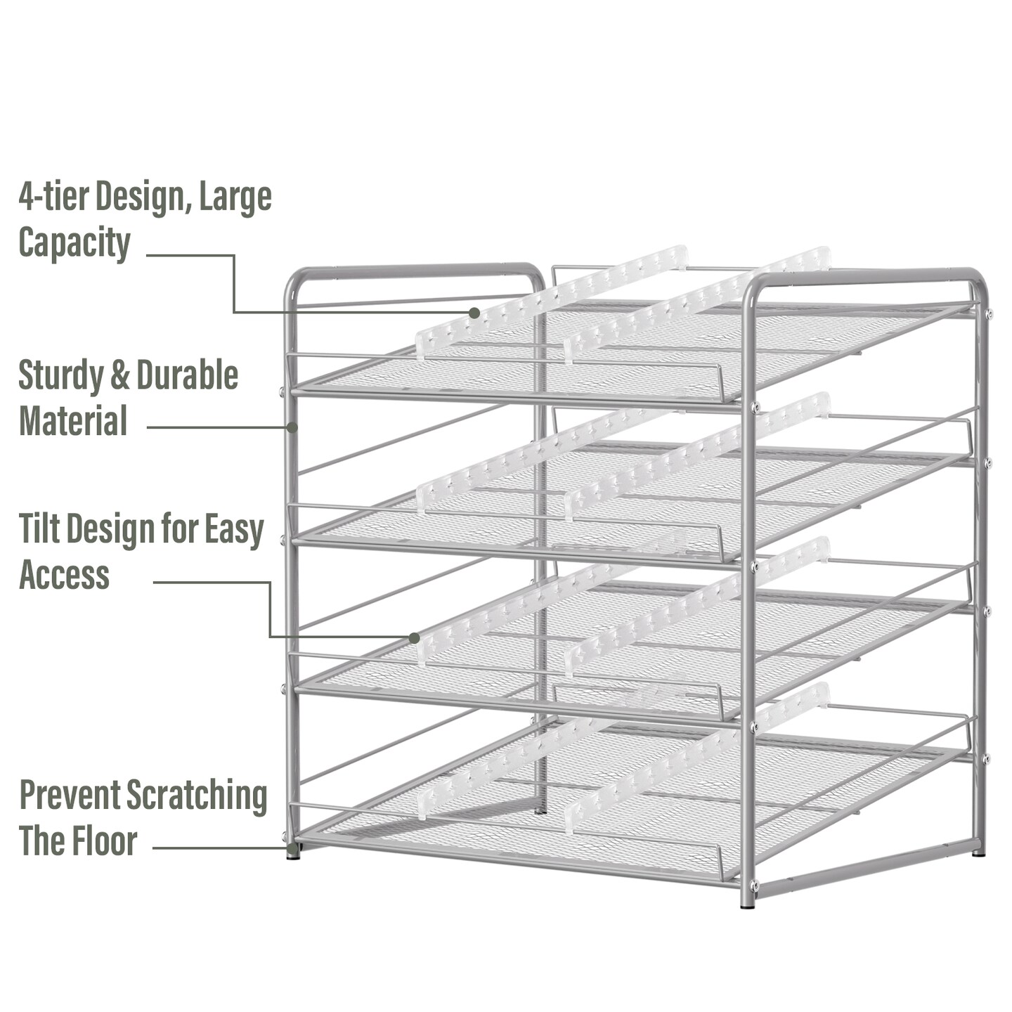 Can Rack Organizer 4-Tier Metal Can Rack Organizer Holds Up to 48 Cans, Can Dispenser for Pantry, Kitchen, Cabinets and Countertops