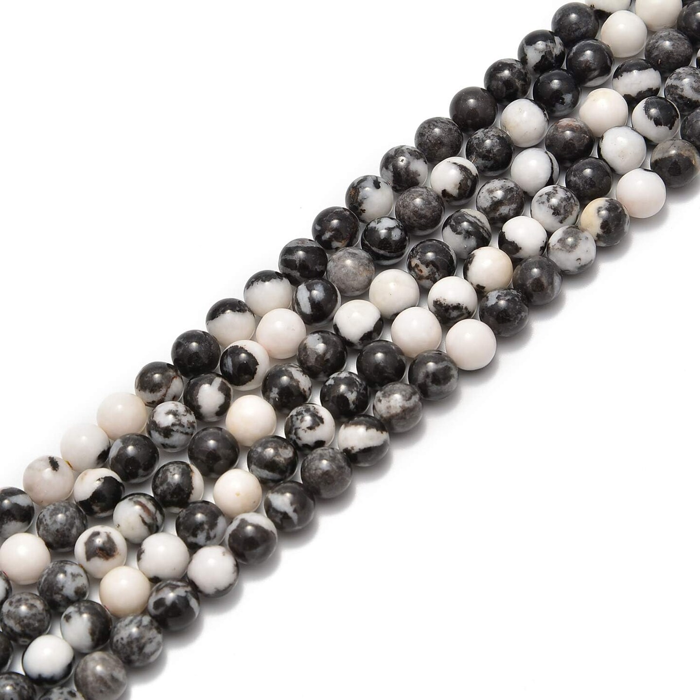 45pcs 8mm Natural Black and White Zebra Jasper Gemstone Round Spacer Loose Stone Beads for Jewelry Making 15.5" 1 Strand (Black and White Zebra Jasper, 8mm 45Beads)