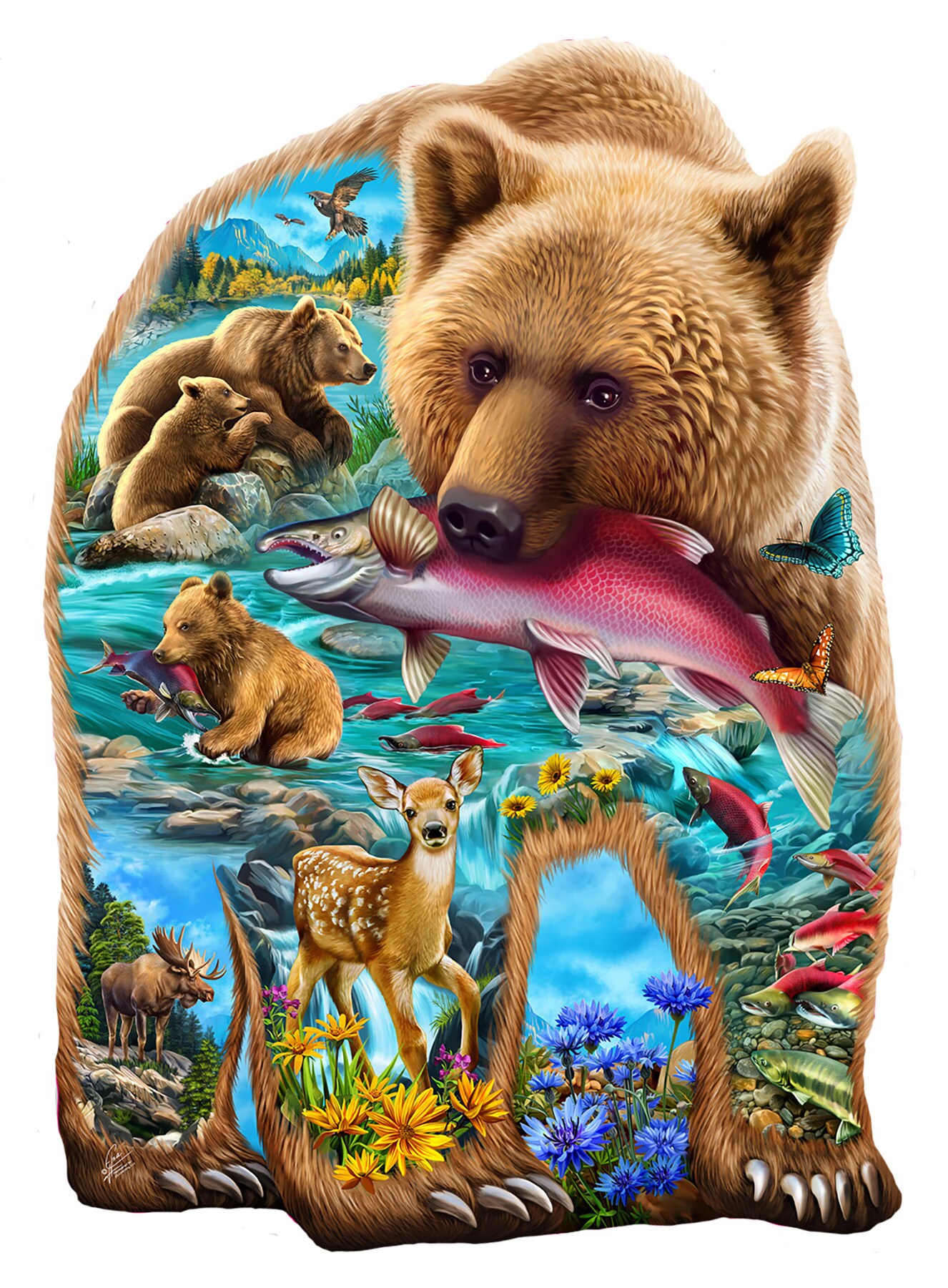 Sunsout A Bear in the Woods 1000 pc Special Shape  Jigsaw Puzzle 97089