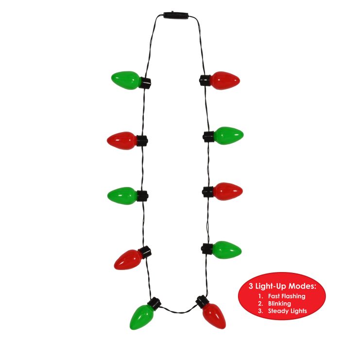 12 Pack Beistle Light-Up Christmas Light Bulb Necklace