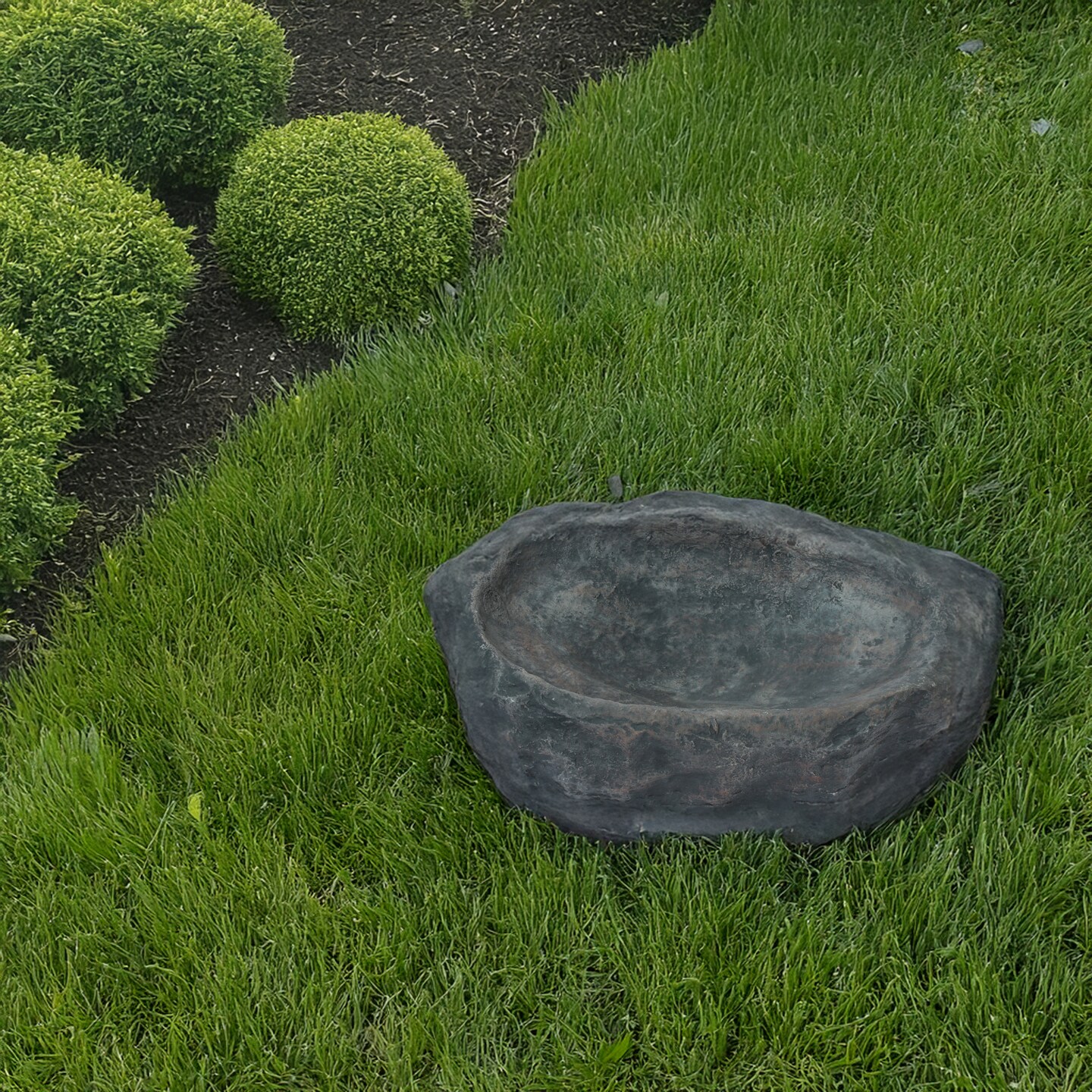 Decorative Outdoor Weather-Resistant Artistic Artificial Faux Stone Rock, Garden Patio Granite Grey Fiberglass Stone