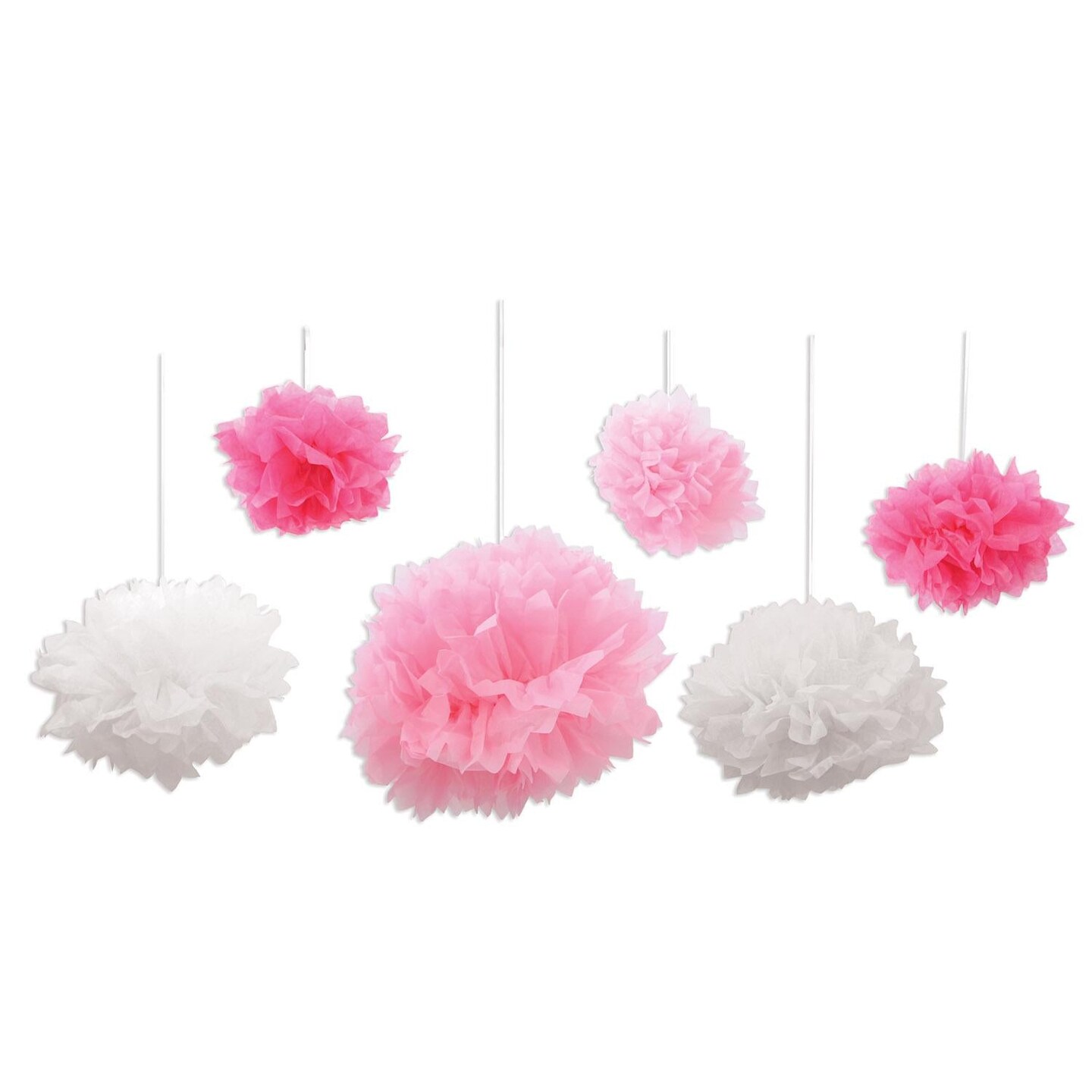 36 Pack Beistle Tissue Fluff Balls - pink/white