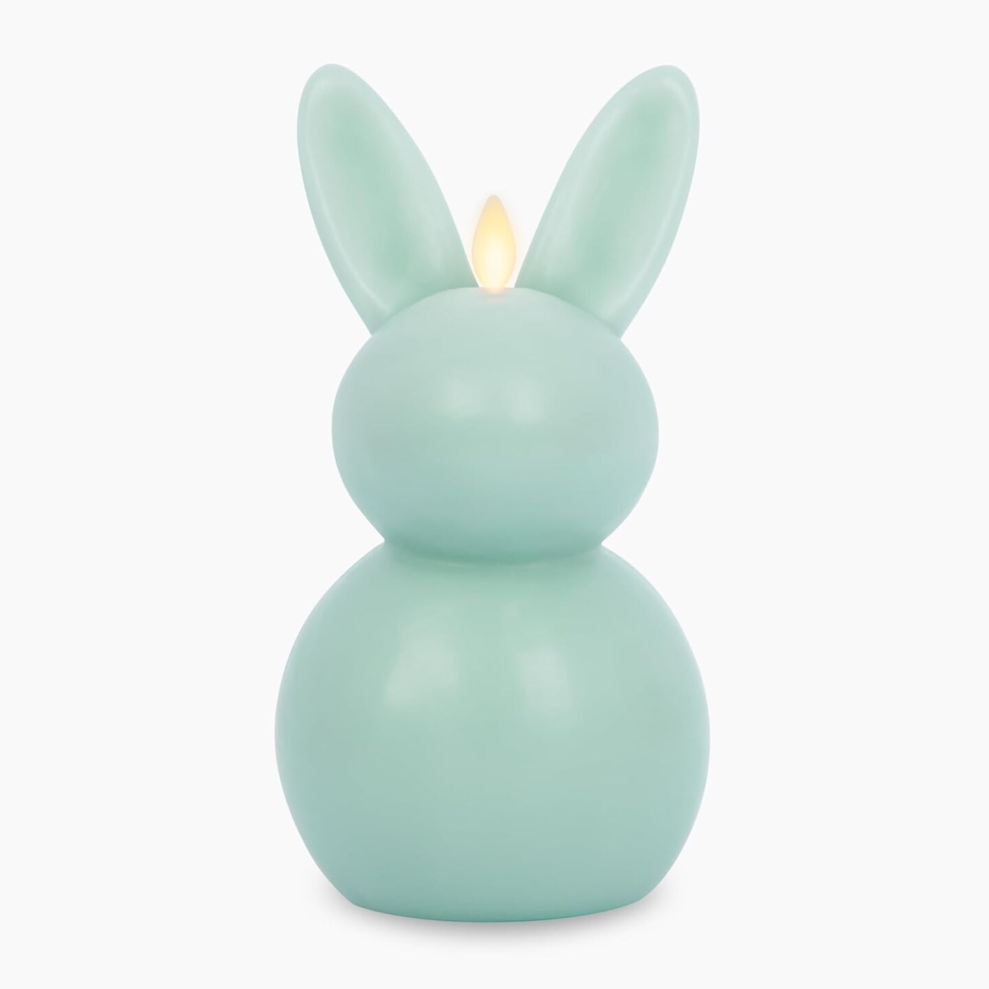 Flameless Candle Easter Bunny, Real Wax Moving Flame LED Candle with Timer, Holiday Table Decoration - 4.5" x 8" (Fresh Mint)