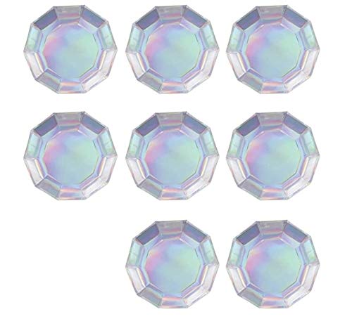 Elegant Iridescent Decagon Plates - Set of 12 for Stunning Table Settings