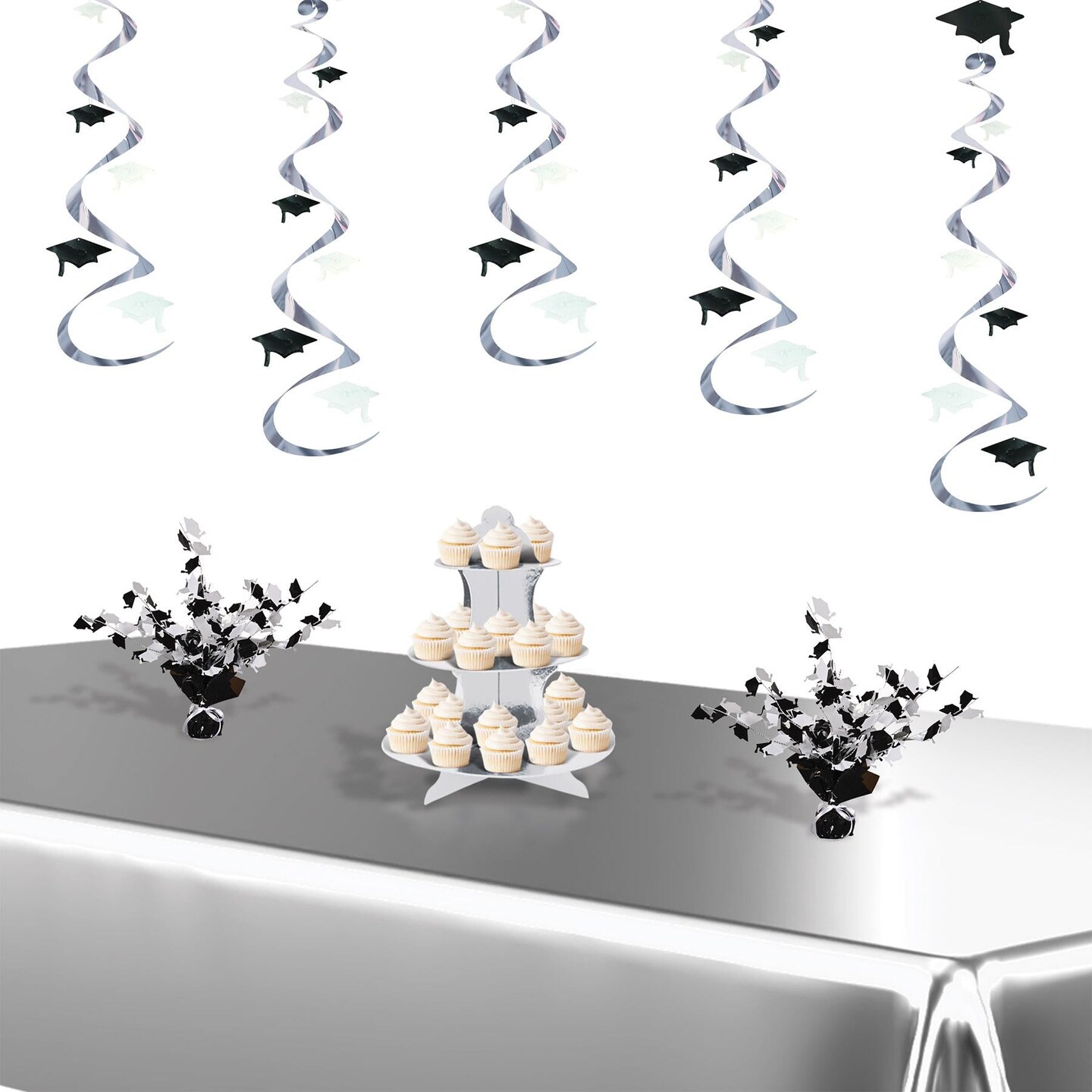 12 Pack Beistle Graduation Party Centerpiece - black/white