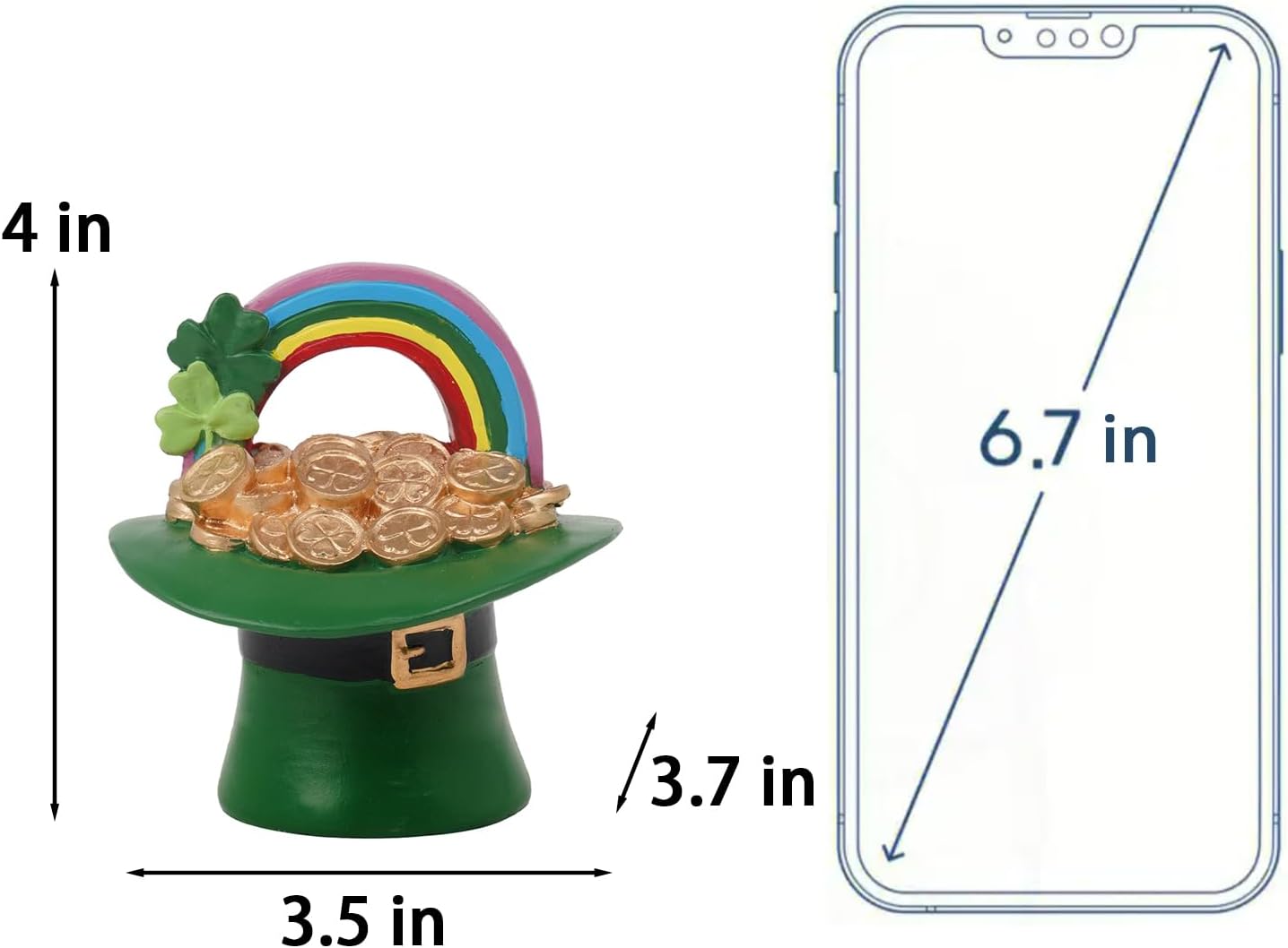 St Patricks Day Figurines Statue - Desktop Figurines Saint Patricks Day Irish Lucky Leprechaun Shamrock Hat Table Decor Resin Tabletop Figurine Green Clover Holiday Decorations Indoor 3.5x3.7x4 inch