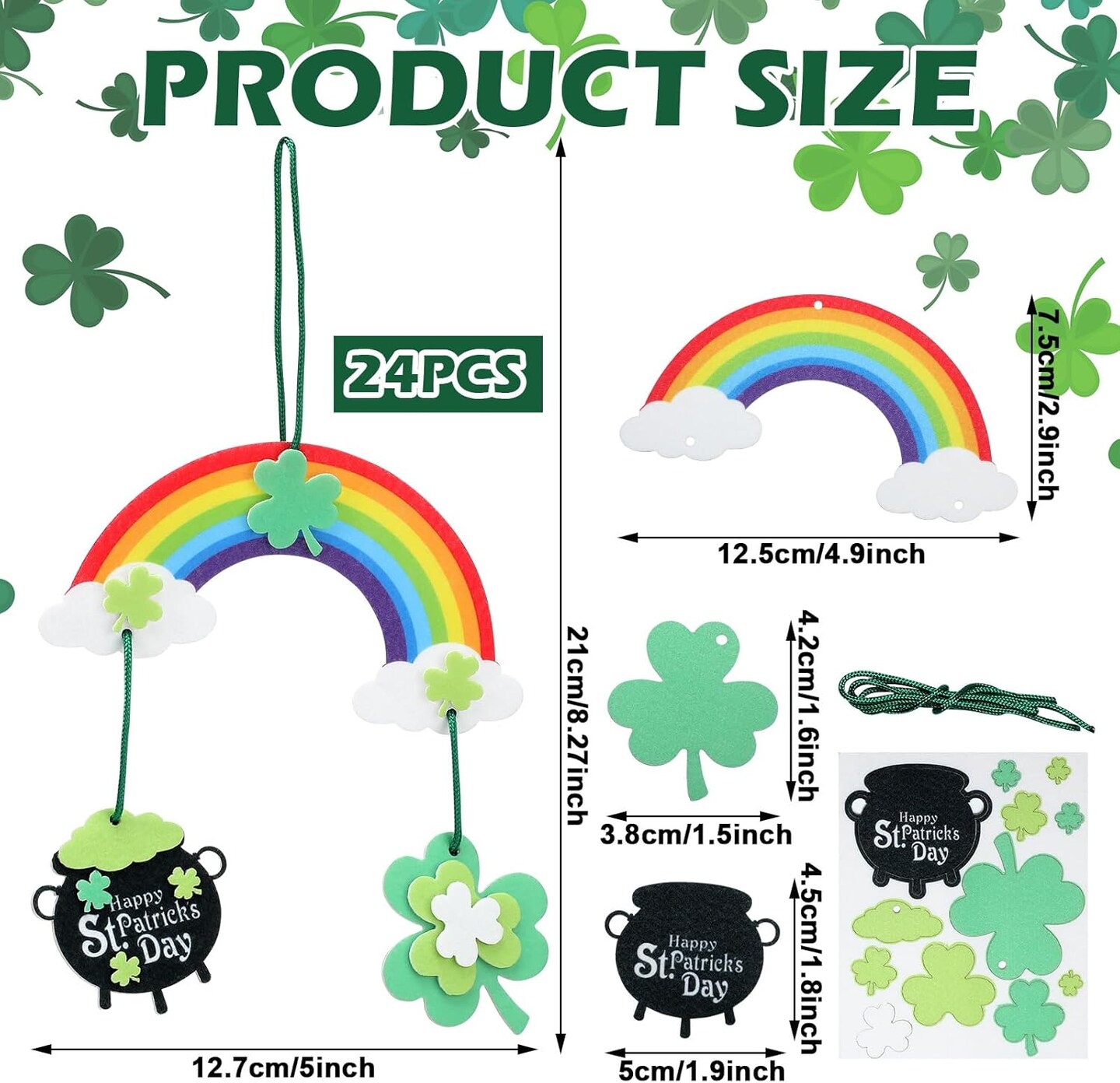 24 Set of Felt St. Patrick&#x27;s Day Art Craft Kits DIY Mobile St. Patrick&#x27;s Day Ornaments