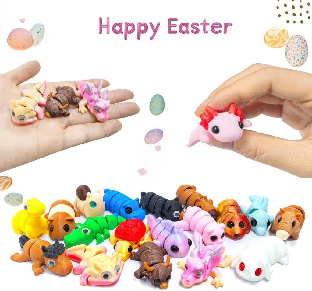 18 Pcs Easter Eggs with 3D Print Animal Prefilled Easter Eggs with Toys Inside Easter Egg Fillers