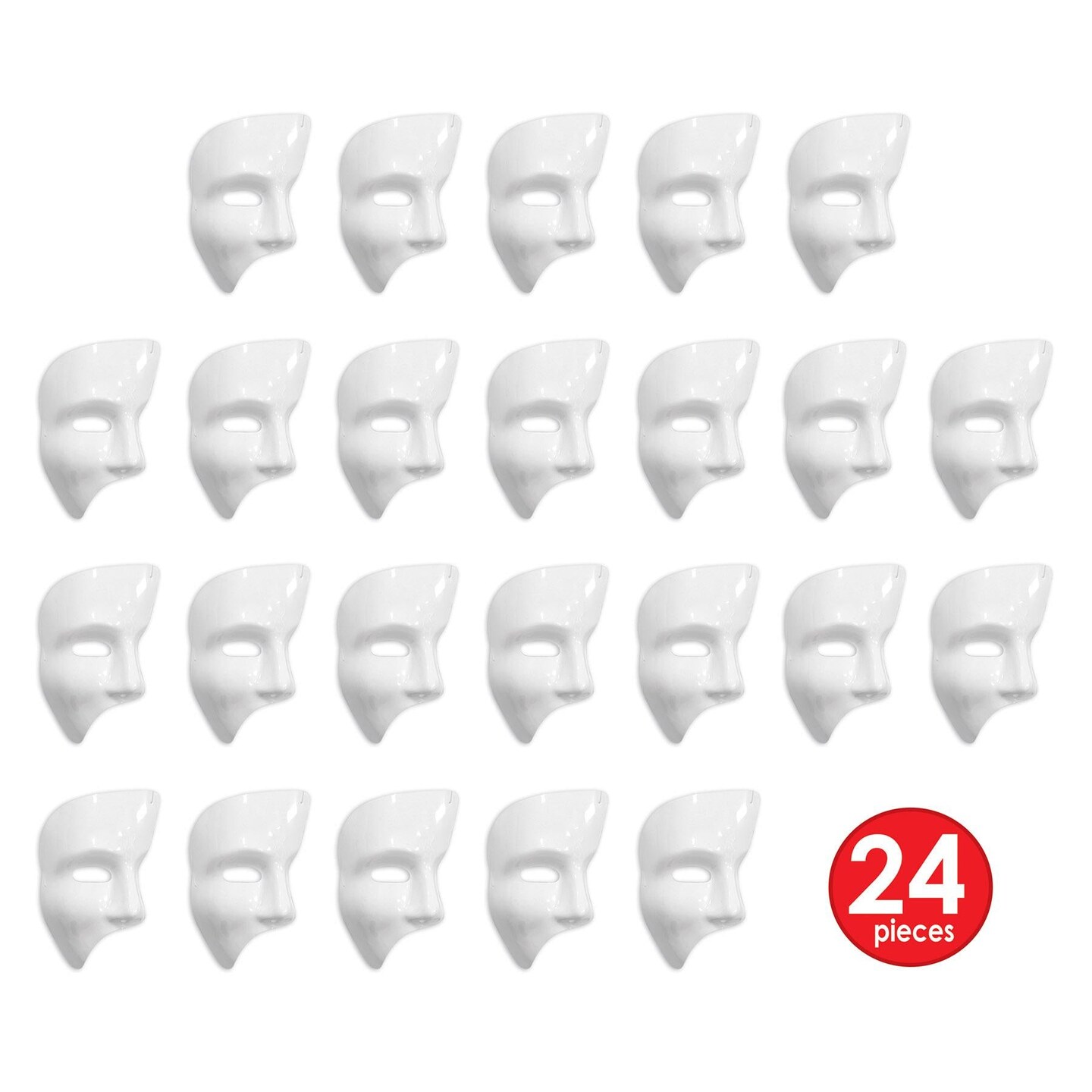 Beistle Bulk Mardi Gras Phantom Mask - white - 24 Pack