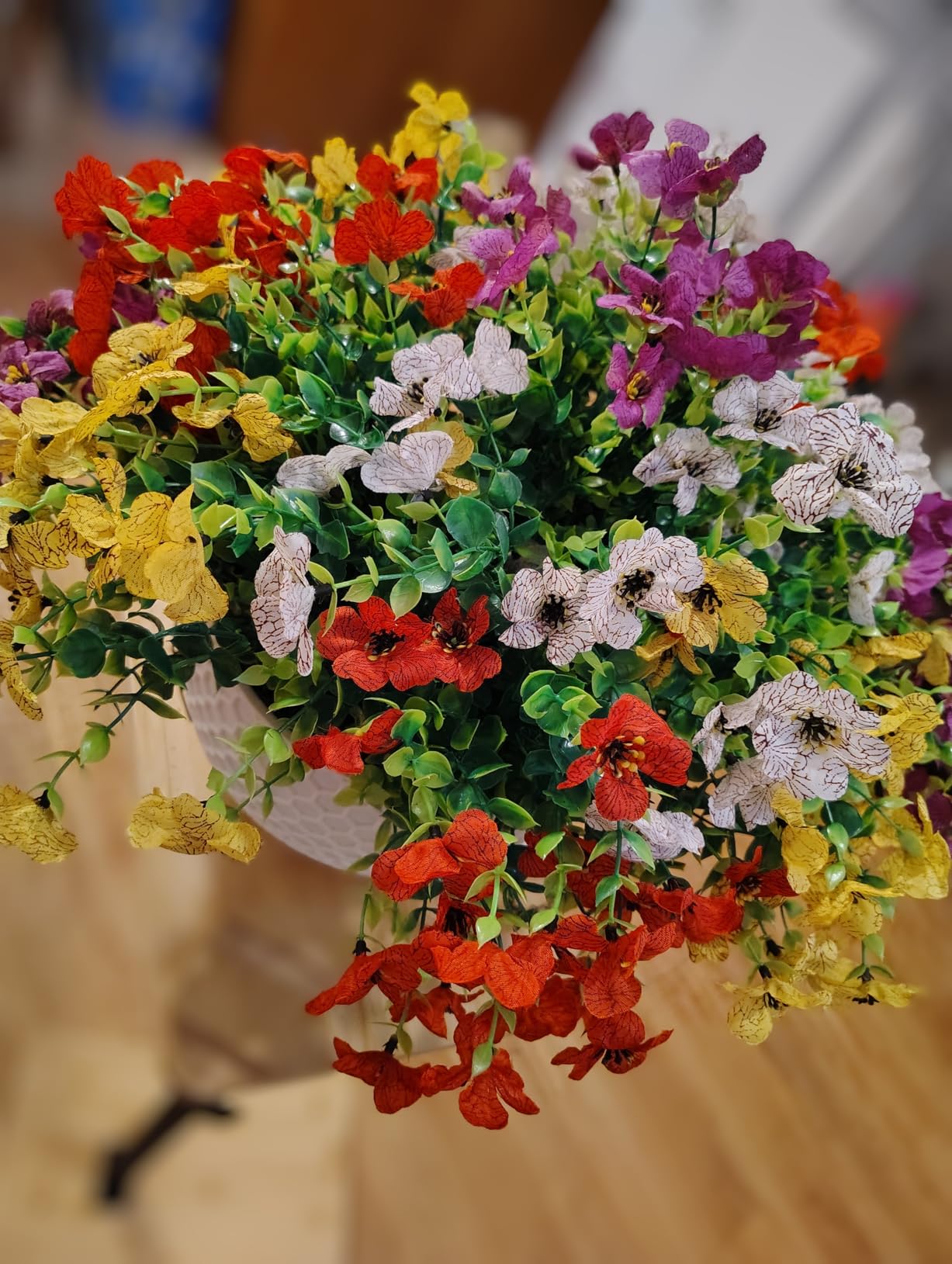 12 bundles Outdoor Artificial Flowers UV Resistant Spring Plants Fake Silk Flowers Greenery Shrubs Plastic Flower Faux Plants for Outside Indoor Decor