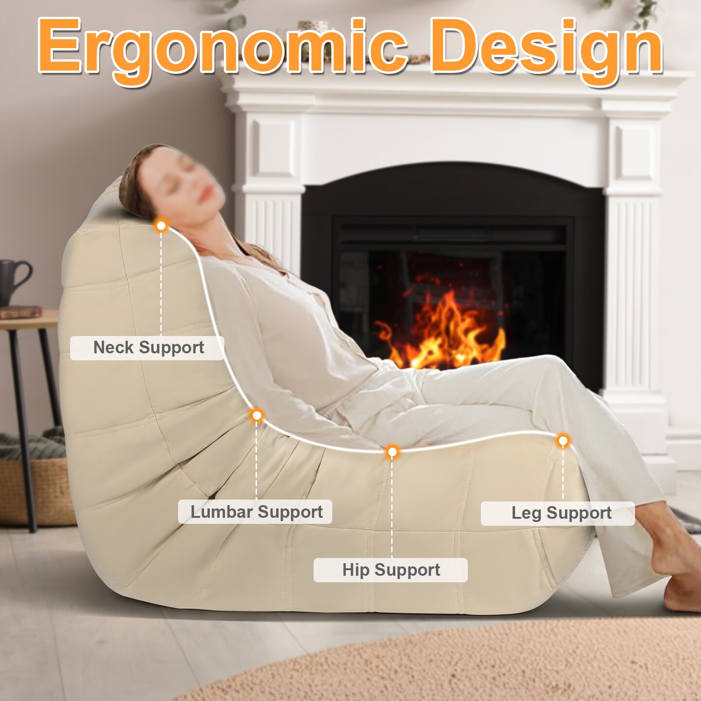 Memory Foam Tufted Lazy Caterpillar Sofa For Reading Room, Game Room, Living Room, Bedroom, Apartment, Lounge, Office