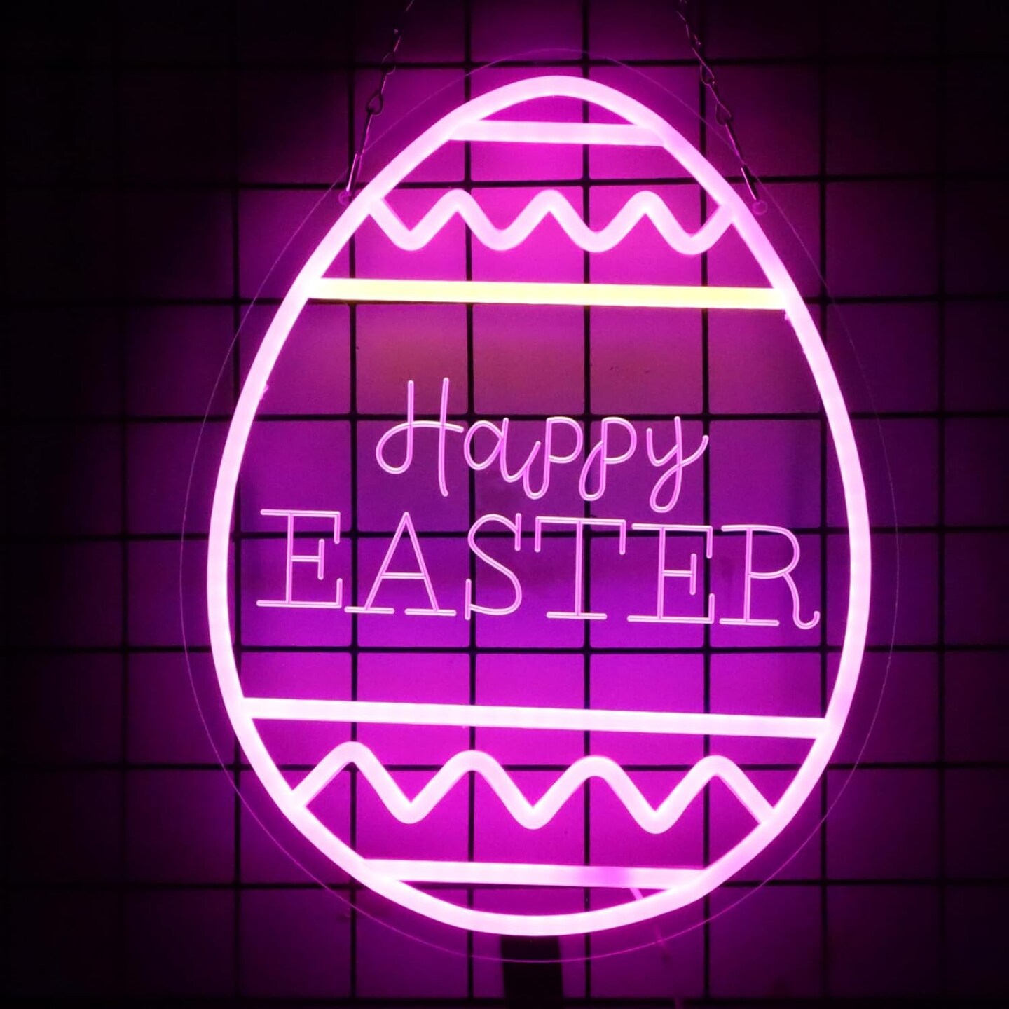 Happy Easter Neon Sign Easter Festival Lighted Window Decorations LED Aesthetic Living Room Decor Rabbit Decorative Neon Window Lights for Girls Kids Bedroom Wall Home