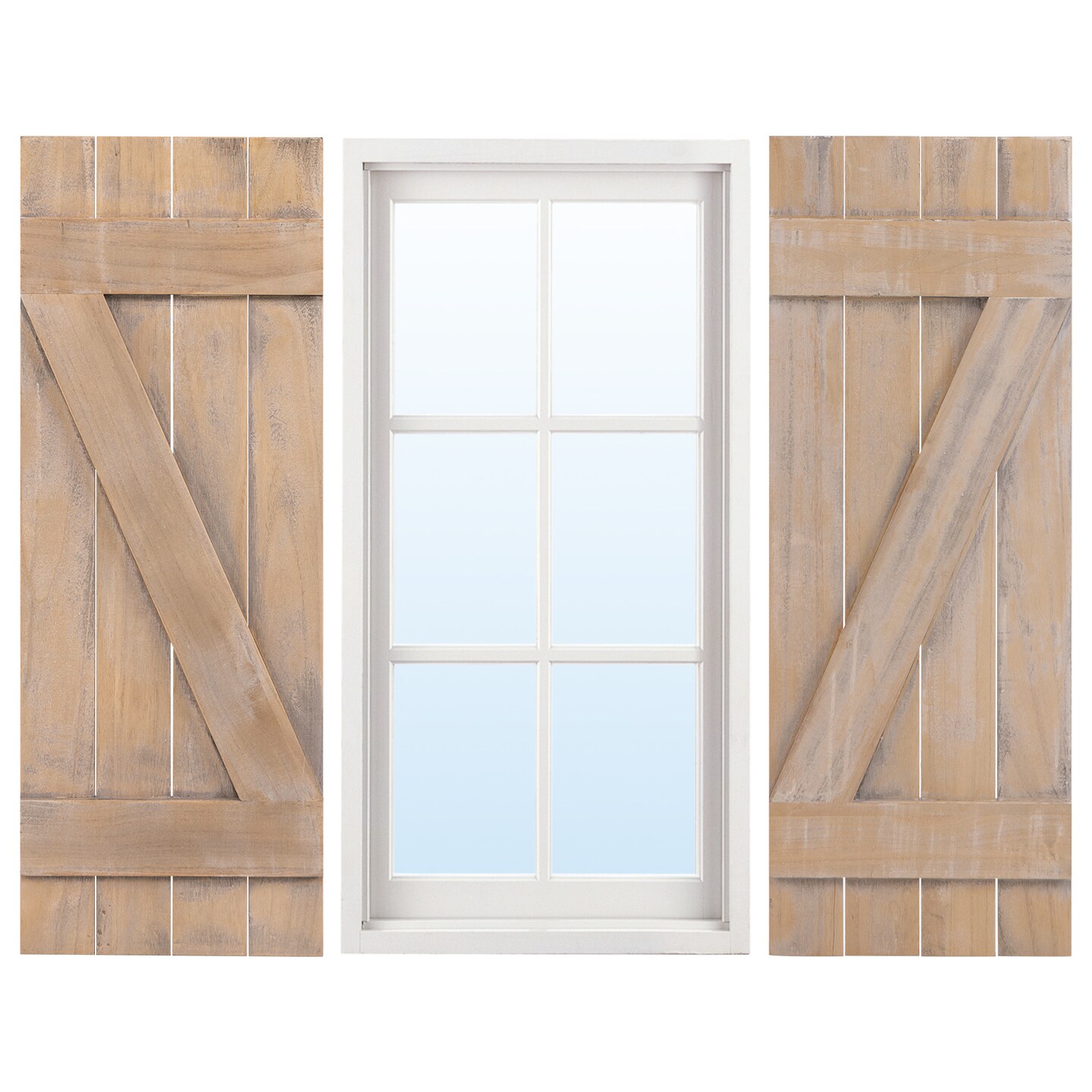 36 x 13 Inch Farmhouse Paulownia Wood Window Shutters Set of 2 for Windows