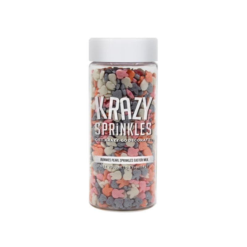 Krazy Sprinkles - Pearl Easter Bunny Shapes (1/2 Cup, 1x Jar) for Cakes, Ice Cream & Cookies