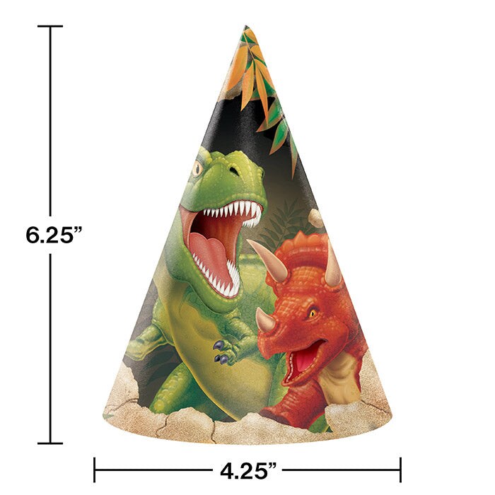 Dinosaur Party Hats (8/Pkg)