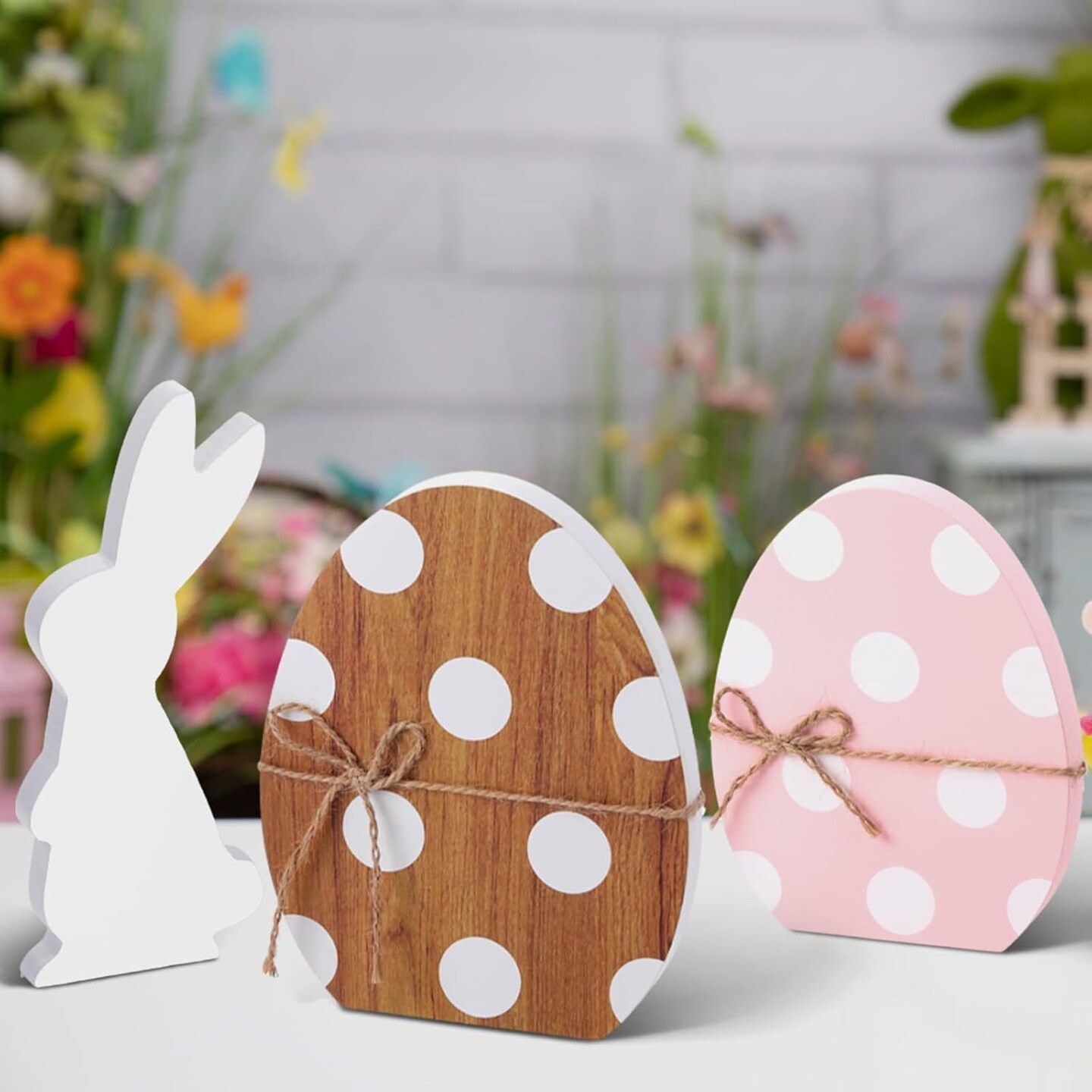 3 Pcs Easter Decorations Easter Wooden Eggs Table Decor Happy Easter Egg Blocks