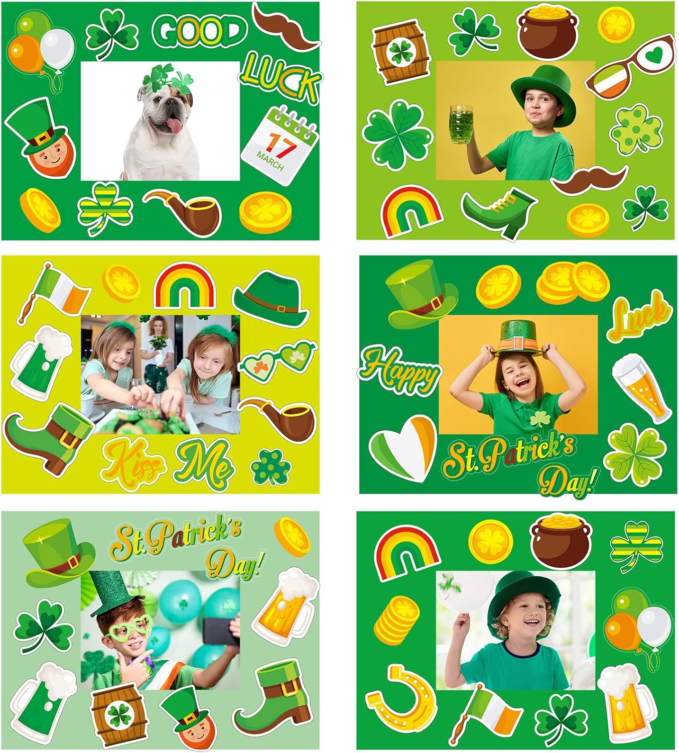 30 Packs St. Patricks Day Picture Frame Craft Kits for Kids St. Patricks DIY Craft Art St. Patrick Day Party Decoration