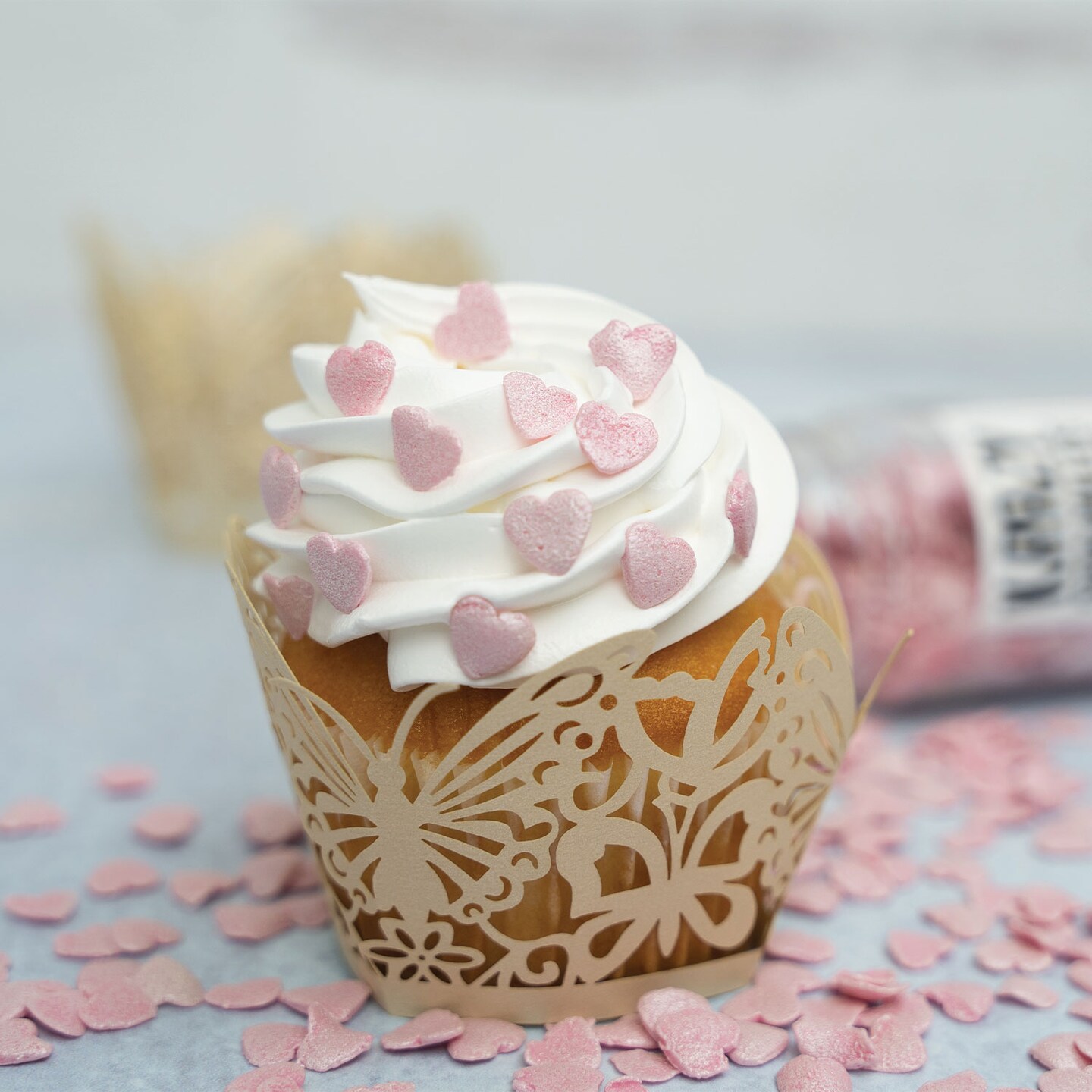 Krazy Sprinkles - Pink Pearl Heart Edible Sprinkles (1/2 Cup 1x Jar)