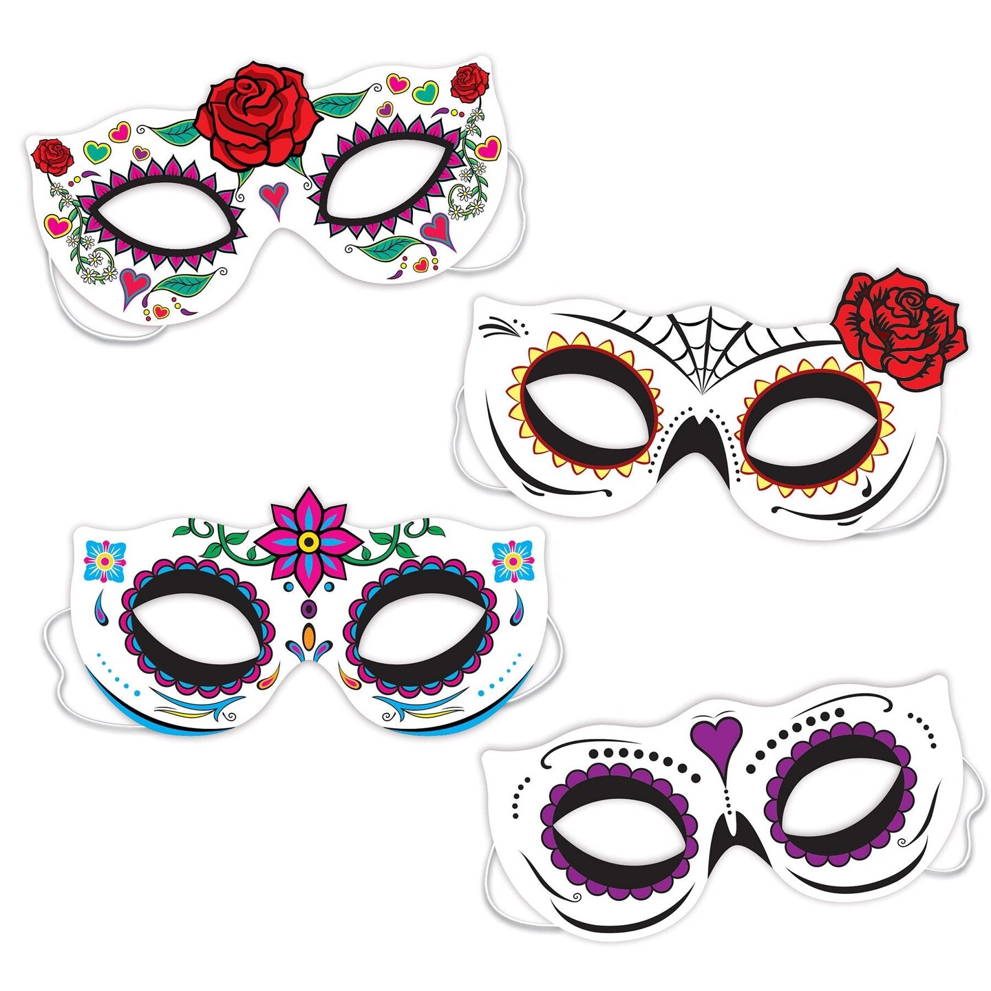 48 Pack Beistle Day Of The Dead Half Masks