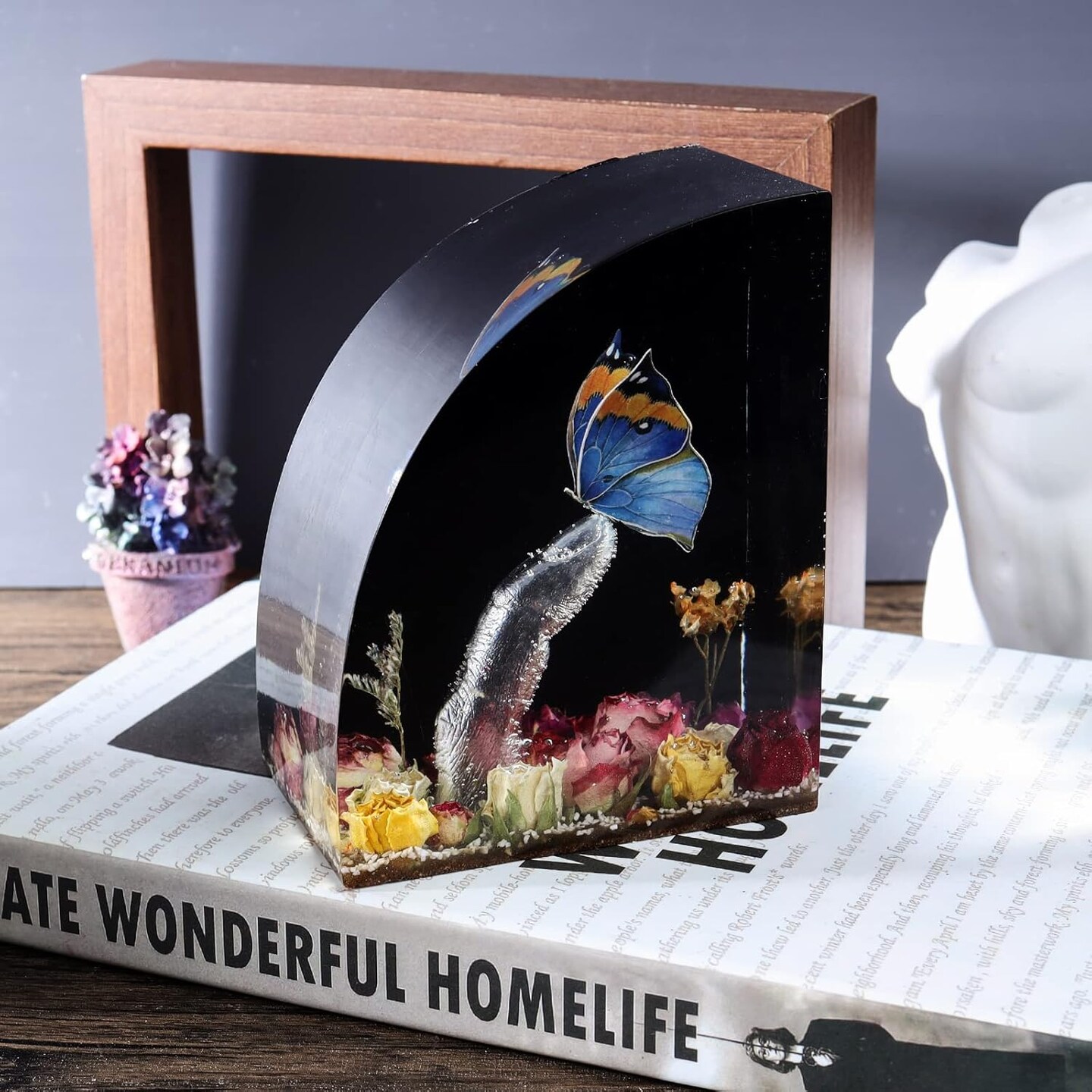 LET&#x27;S RESIN Bookends Resin Molds, 1 Pair Geode Book Organize Resin Molds Silicone Large, Crystal Epoxy Resin Molds for Books, Desktop Organizer, Office Home Decoration, Gift