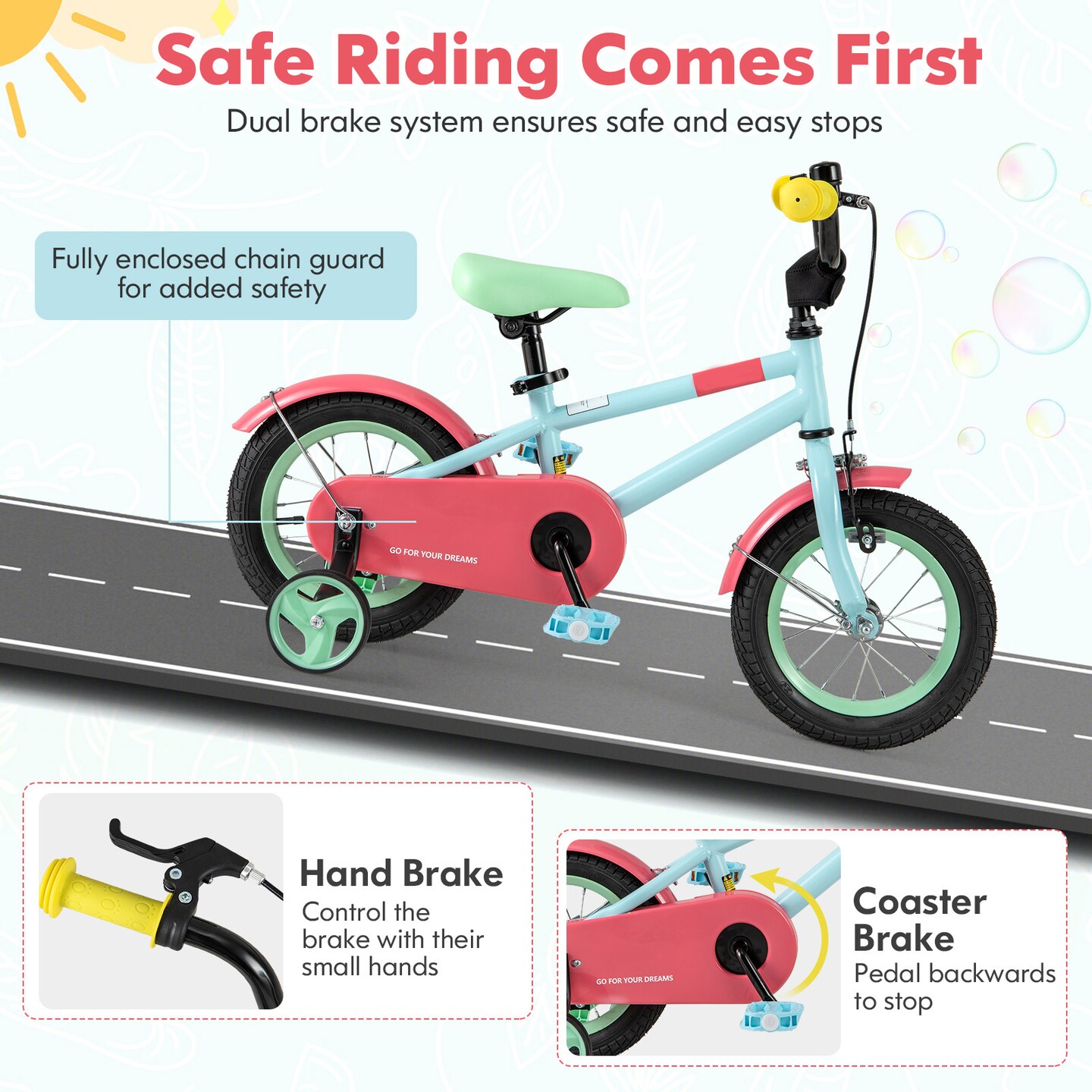 Blue Kids Bike with Adjustable Handlebar and Saddle