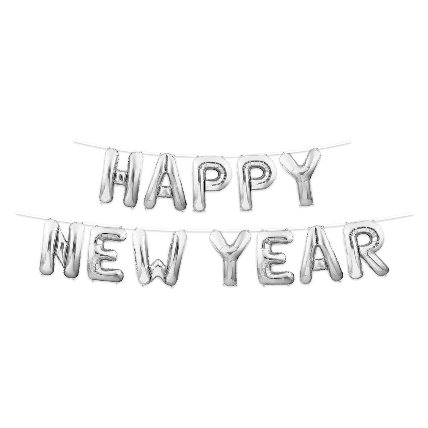 6 Pack Beistle Happy New Year Balloon Streamer - Silver