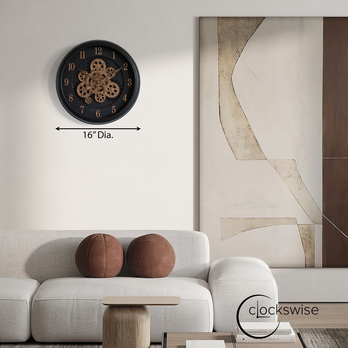 Clockswise 16&#x27;&#x27; Industrial Exposed Rotating Gear Wall Clock Steampunk Aesthetic with Vintage-Inspired Design Rustic Accents &#x26; Mechanical Charm Perfect for Living Room Bedroom Office or Entryway D&#xE9;cor