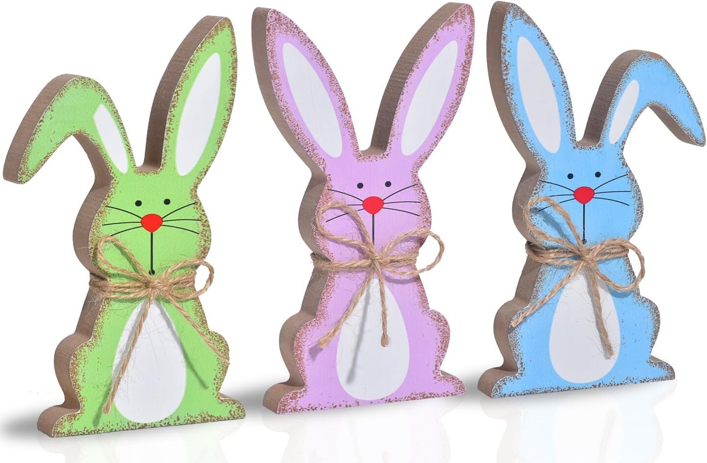 Easter Decorations for Home, 3PCs Easter Bunny Table Decor, Natural Wooden Easter Centerpiece Signs