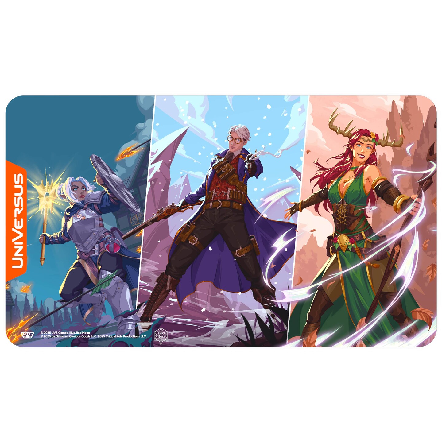 UniVersus: Critical Role: Heroes of Exandria - Pike, Percival, Keyleth of Vox Machina Playmat - 24 x 14&#x22;, Neoprene, Tabletop Game Accessory, UVS Games