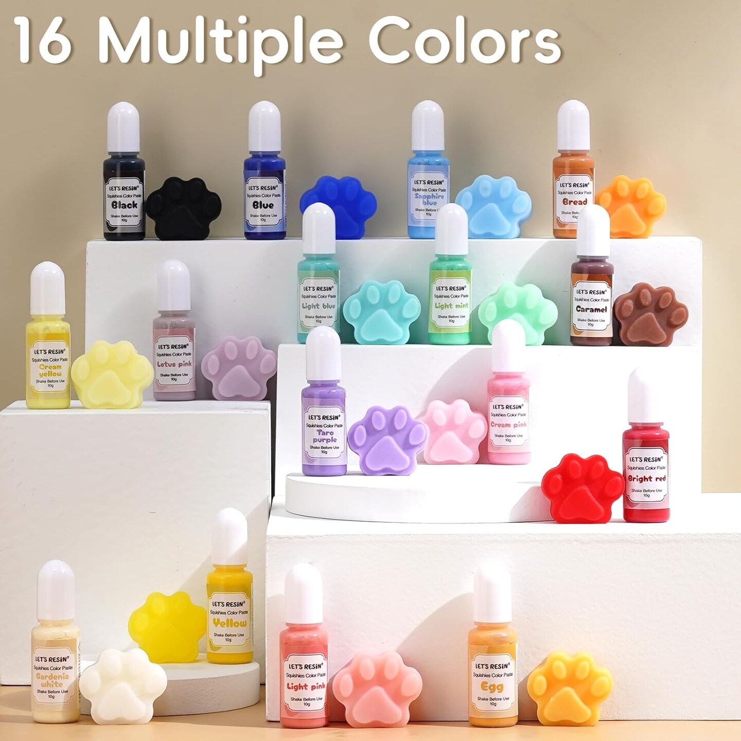 LET'S RESIN Silicone Pigment Dye for Taba Squishy, 16 Colors Opaque Pigment Paste for Silicone Rubber Mold Making, Vibrant Colorant for Squishy Maker Coloring