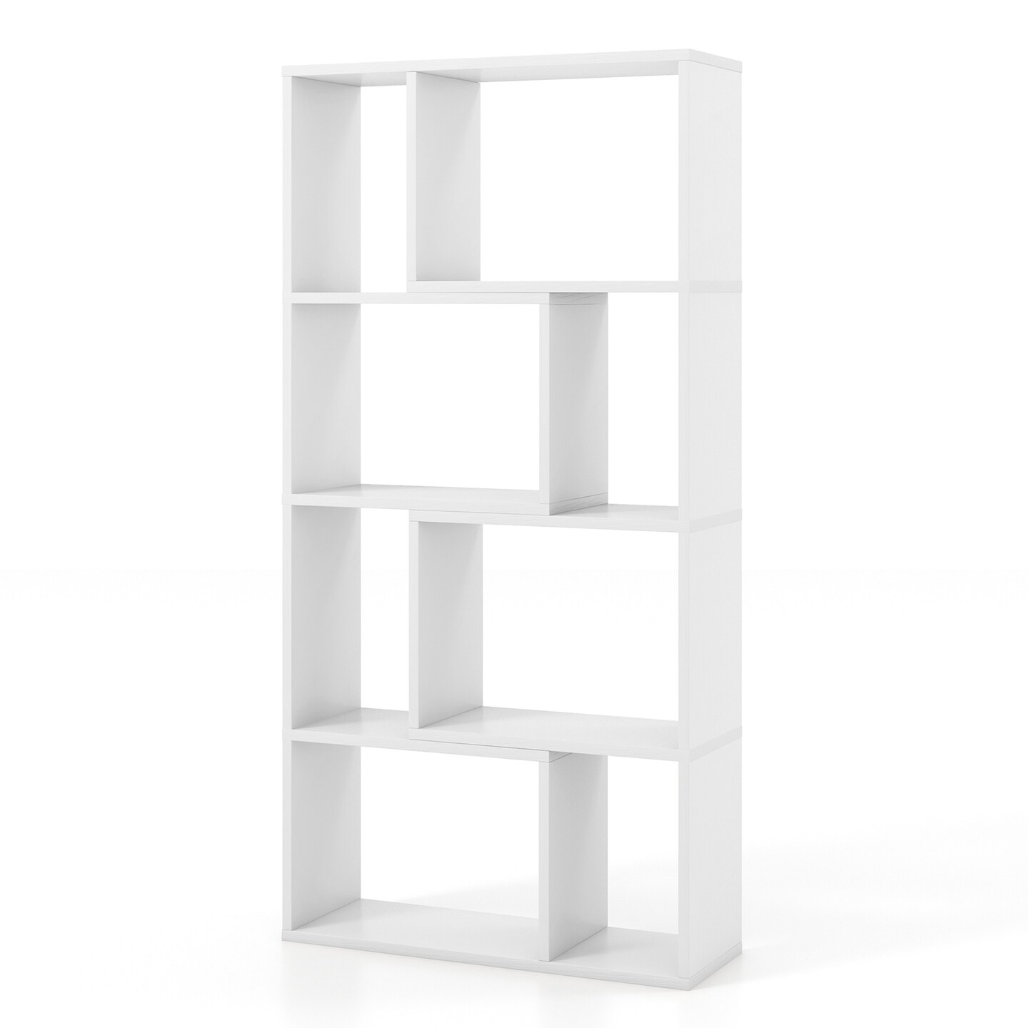 48 Inch 4-Tier Geometric Bookshelf with 8 Cubes for Living Room Bedroom