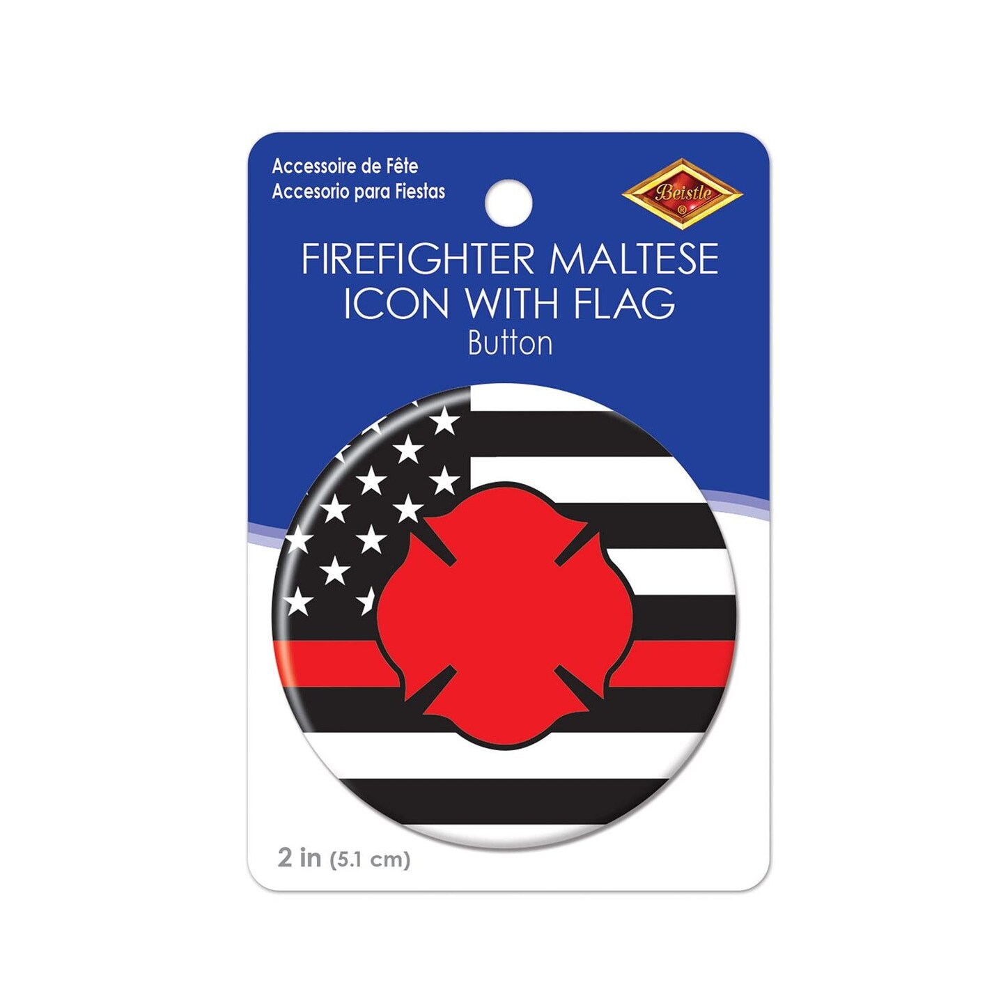 6 Pack Beistle Firefighter Maltese Icon with Flag Button