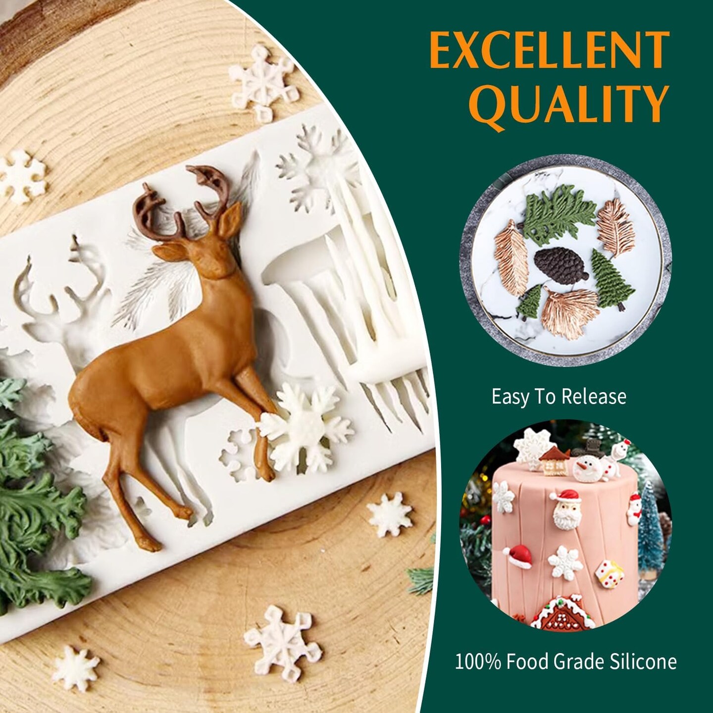 Christmas Fondant Mold Set of 5 Pieces- 3D Snowflake
