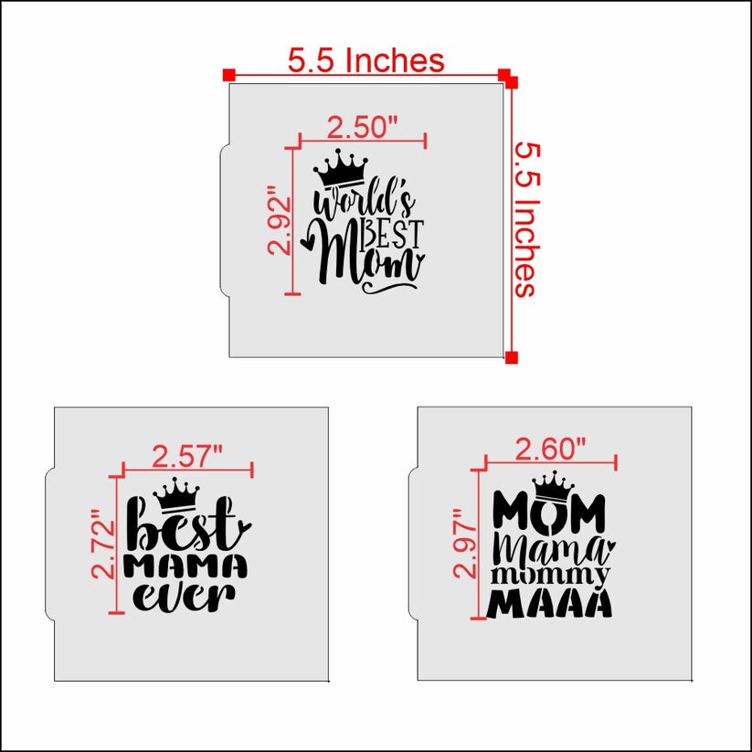 Best Mom 3 Piece Cookie Stencil Bundle