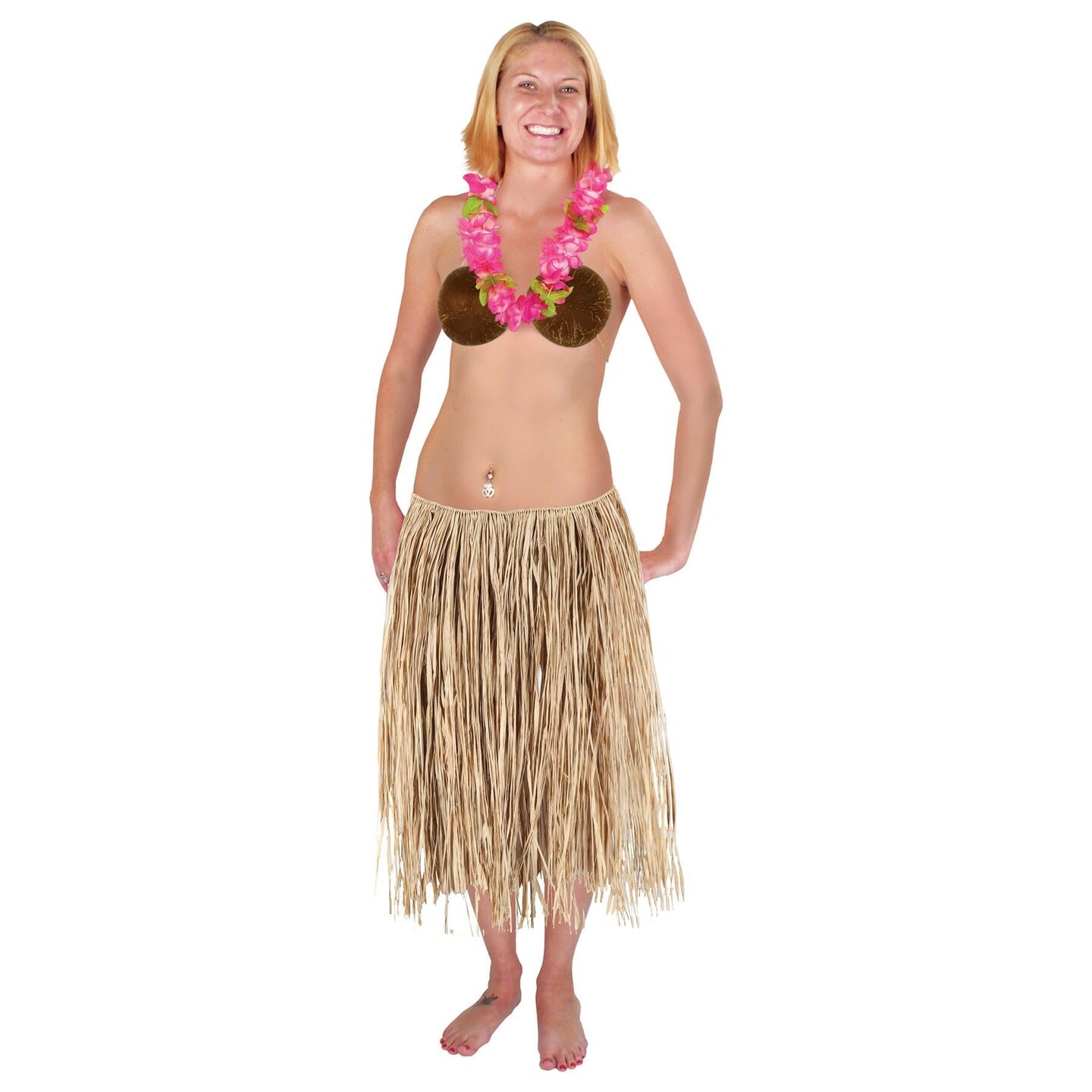12 Pack Beistle Luau Party Adult Raffia Hula Skirt - Natural (31&#x22;W x 28&#x22;L)
