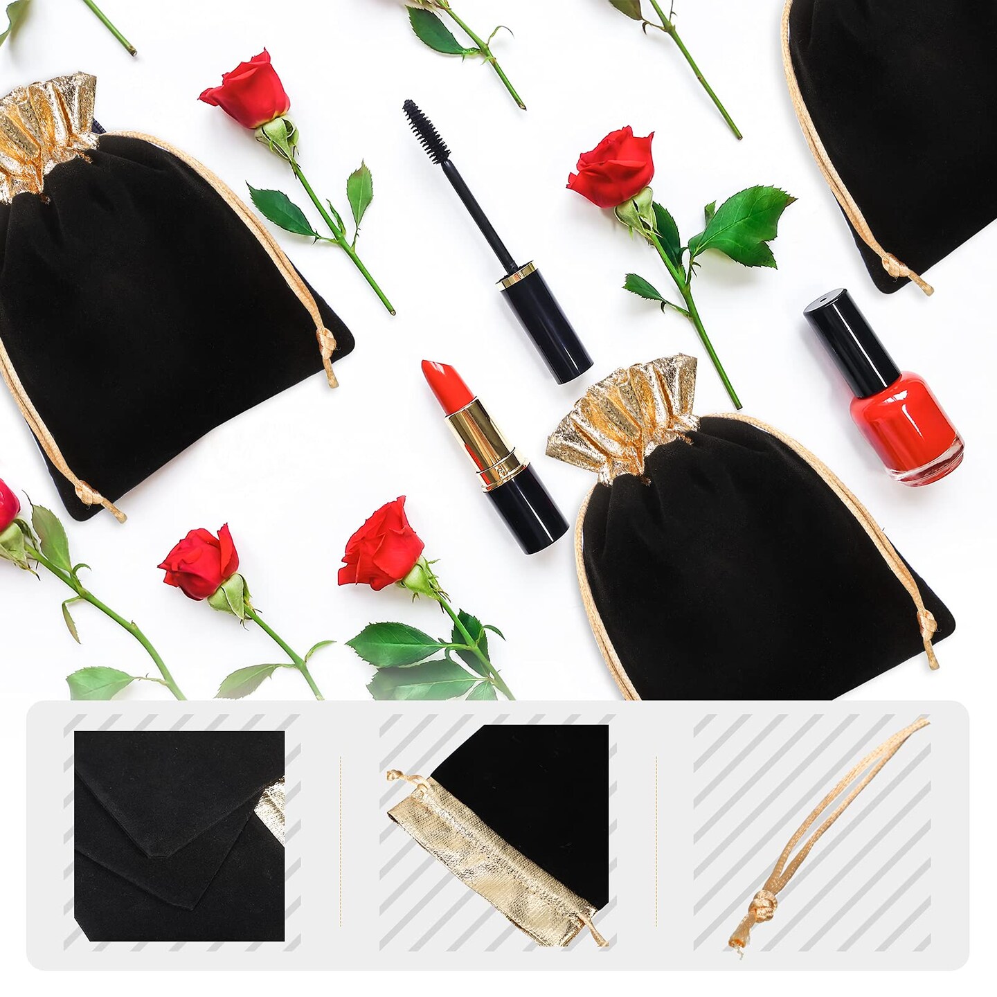 30 Pcs Velvet Drawstrings Gift Bags 6 x 5 Inch Jewelry Pouches Drawstring Candy Bags Bolsitas para Recuerdos Velvet Party Favors Present Pouch for Valentine&#x27;s Day Christmas(Black)