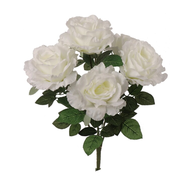 Rose Bush w/ 7 Silk Blooms 20&#x22;-2 PACK
