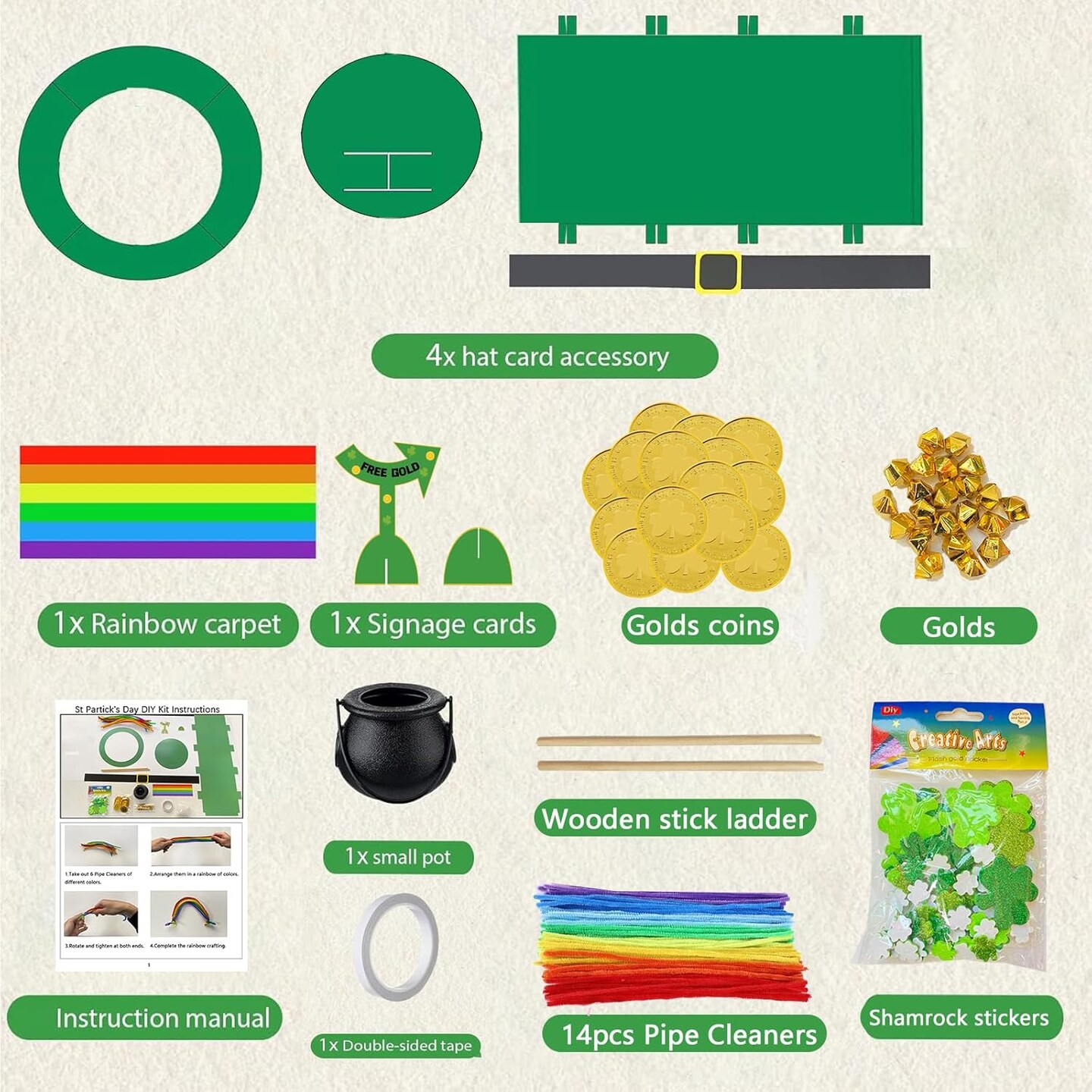 St. Patrick’s Day DIY Leprechaun Trap Kit – Fun Craft Set to Catch a Leprechaun, Party Decorations for Classroom, Home, Rainbow & Shamrock Theme