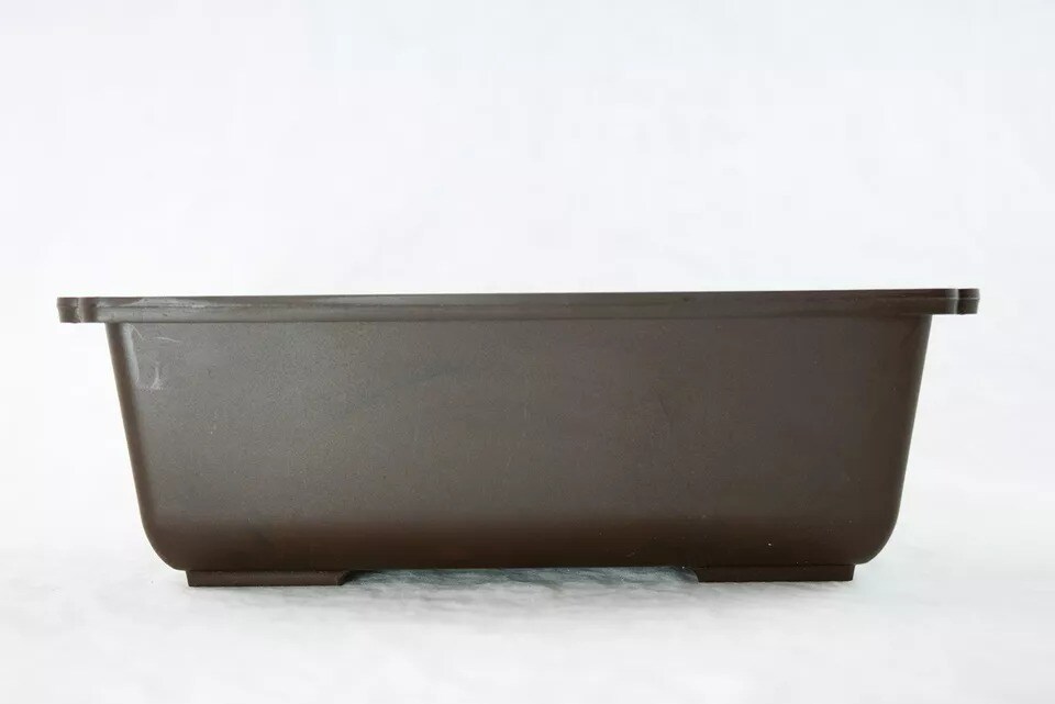 Rectangular Plastic Bonsai / Succulent Pot w / Mesh 9.5"x 6.75"x 3" - Dark Brown